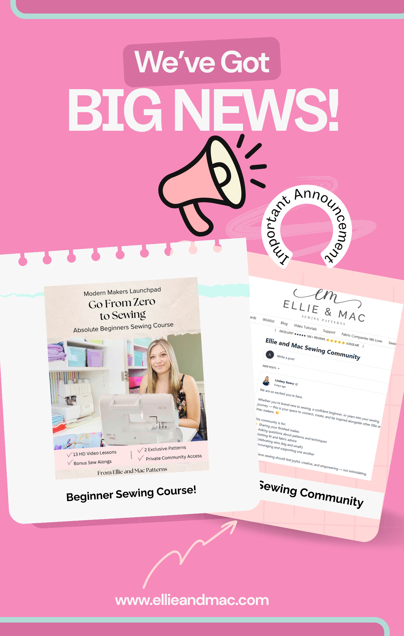 Big News! Beginner Sewing Course and Sewing Community!
