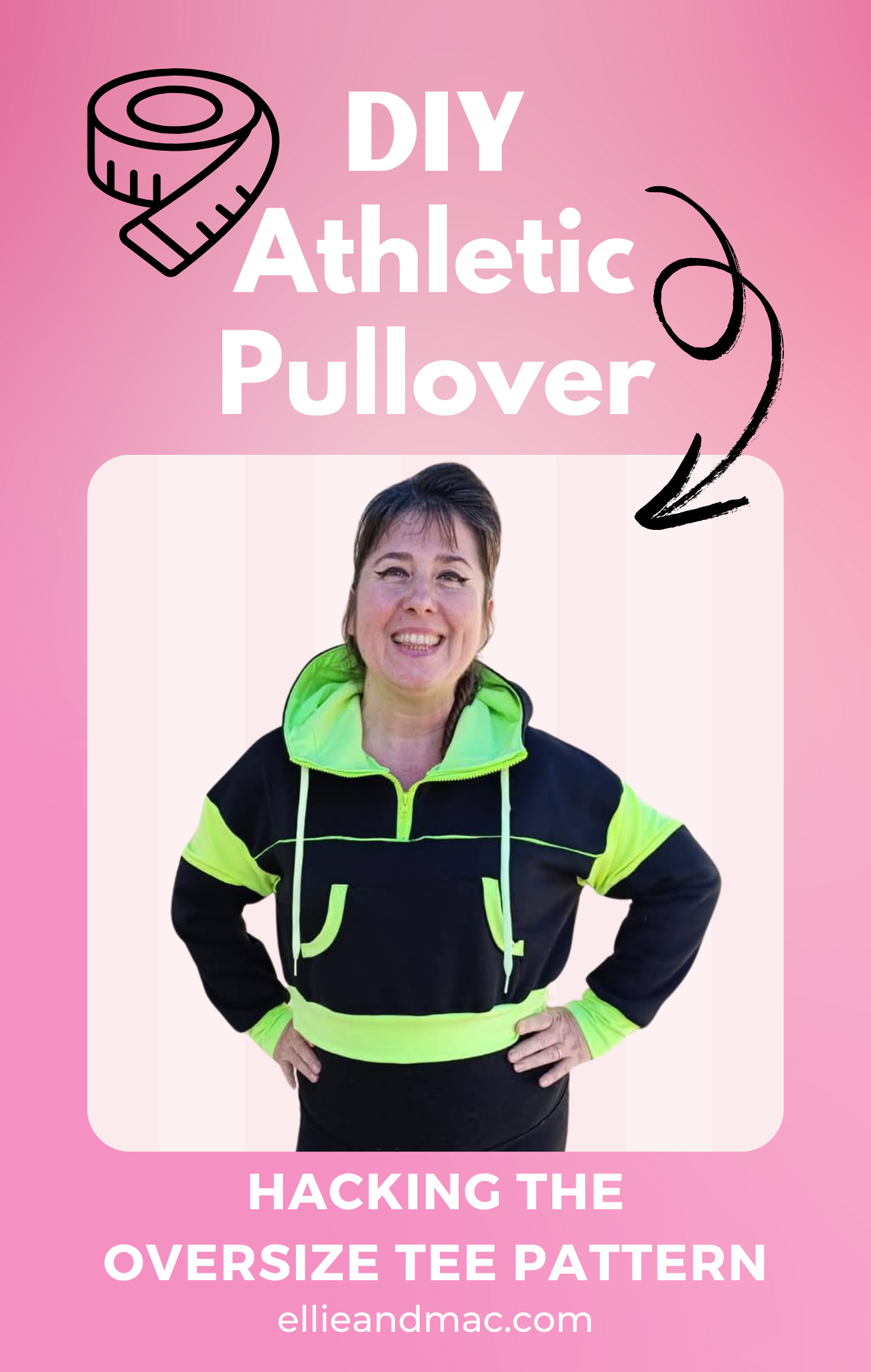 DIY Athletic Pullover: Hacking the Oversize Tee Sewing Pattern Blog Tutorial. Free sewing tutorial to make a cool athletic pullover.