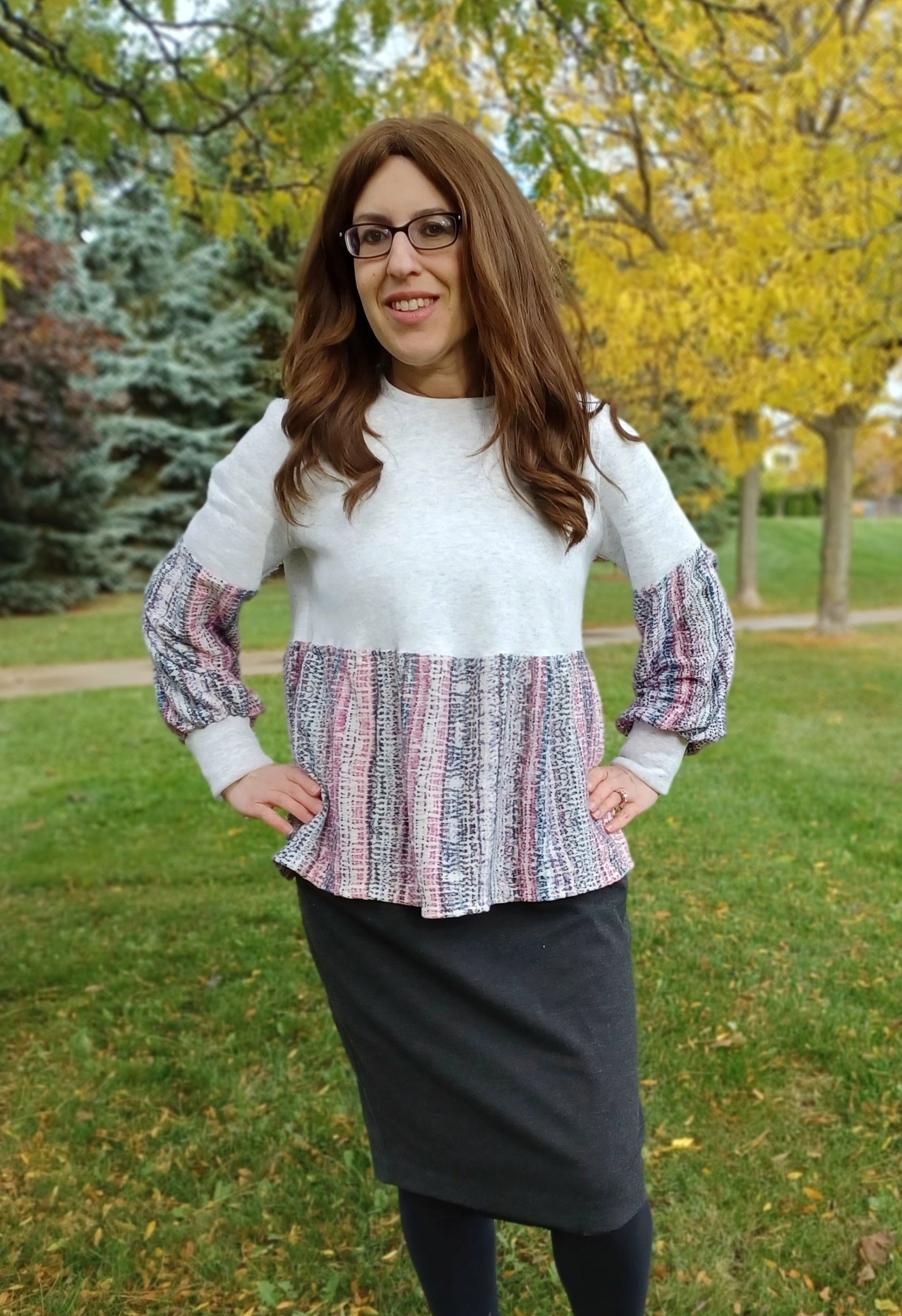Imogen Mixed Media Peasant Top Pattern