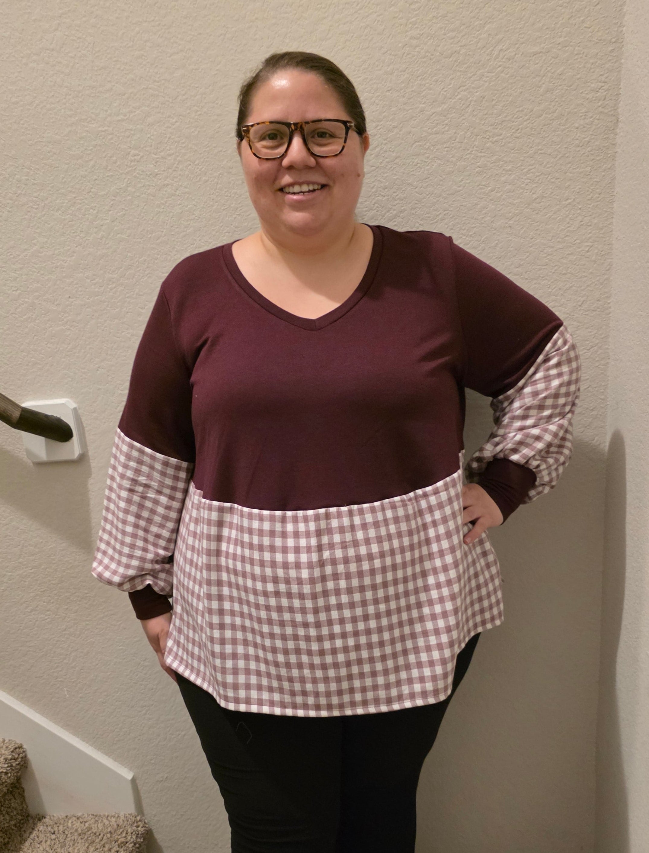 Imogen Mixed Media Peasant Top Pattern