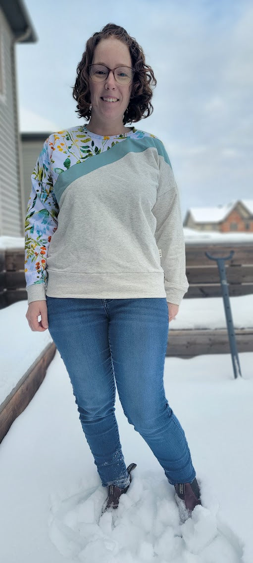 Sage Diagonal Color-Block Sweatshirt Sewing Pattern