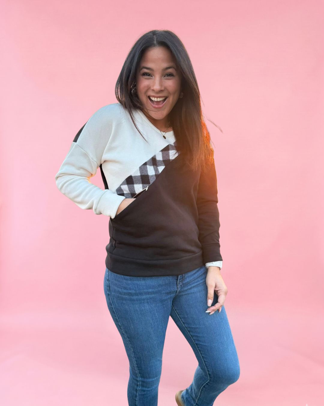 Sage Diagonal Color-Block Sweatshirt Sewing Pattern