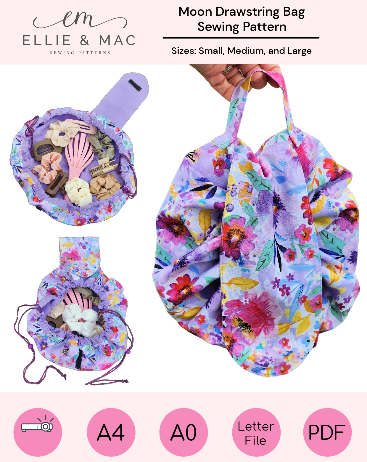 Moon Drawstring Bag Pattern