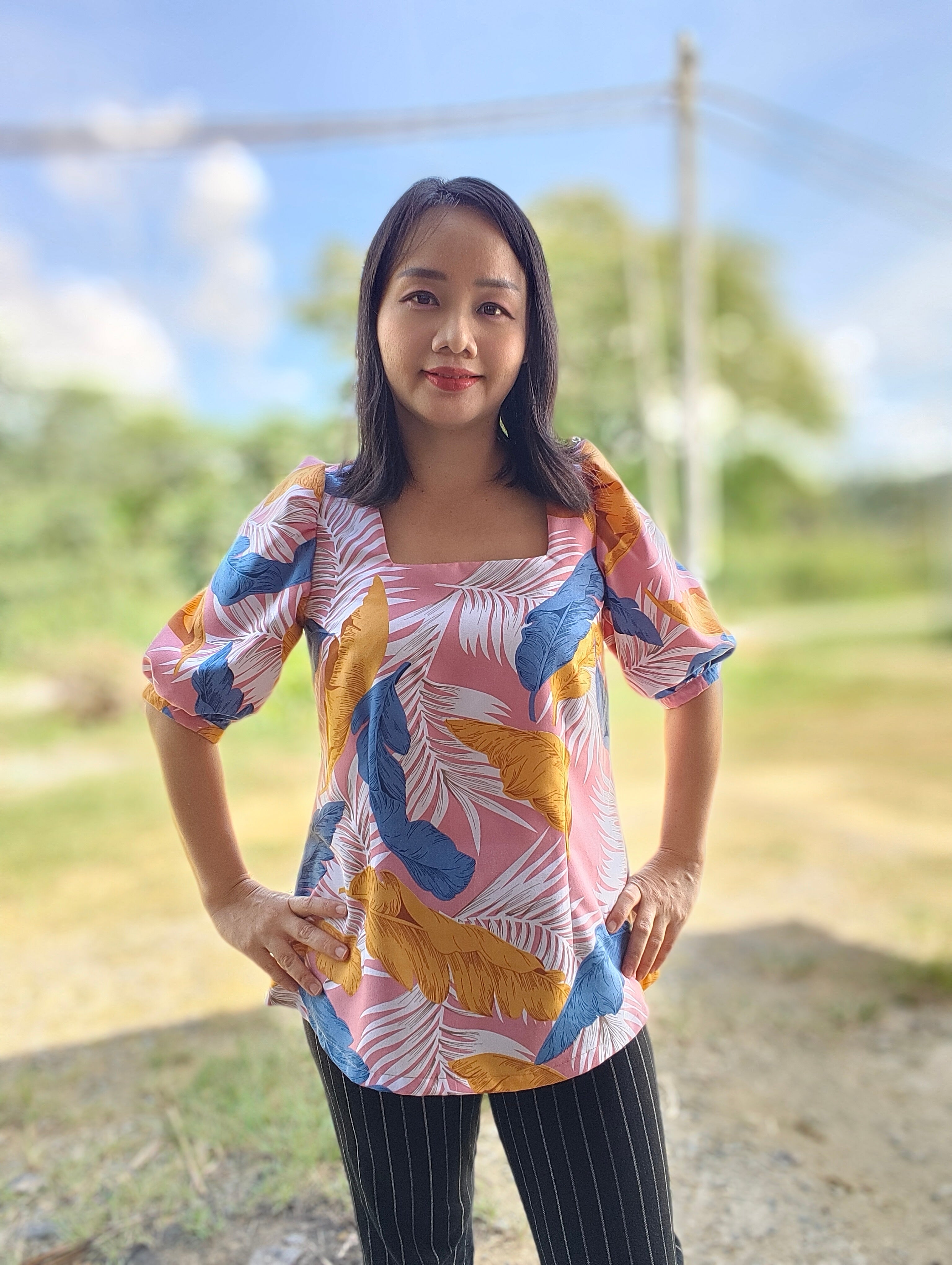 Ellie and Mac Zara Square Neck Blouse pattern details