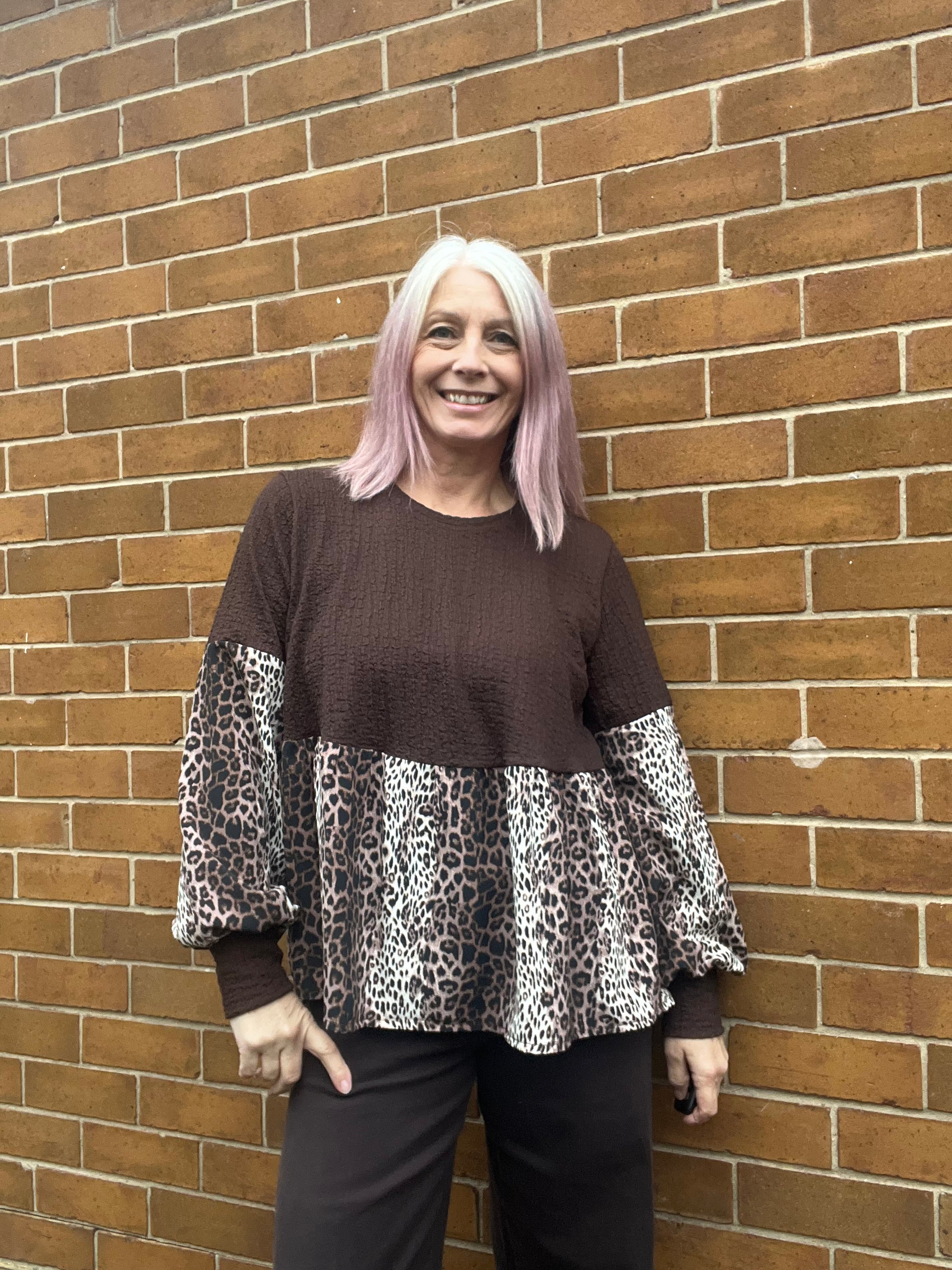 Imogen Mixed Media Peasant Top Pattern