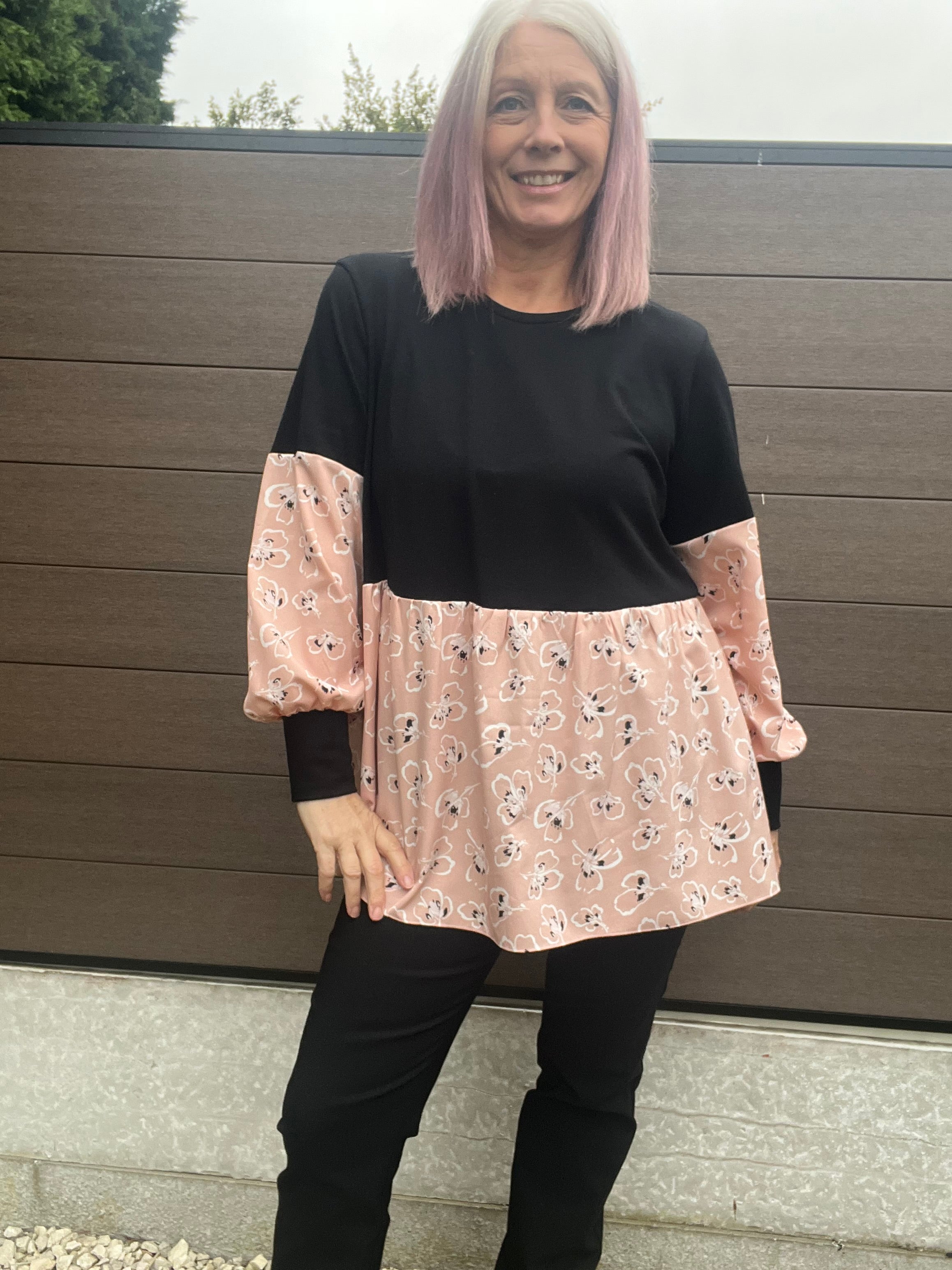 Imogen Mixed Media Peasant Top Pattern