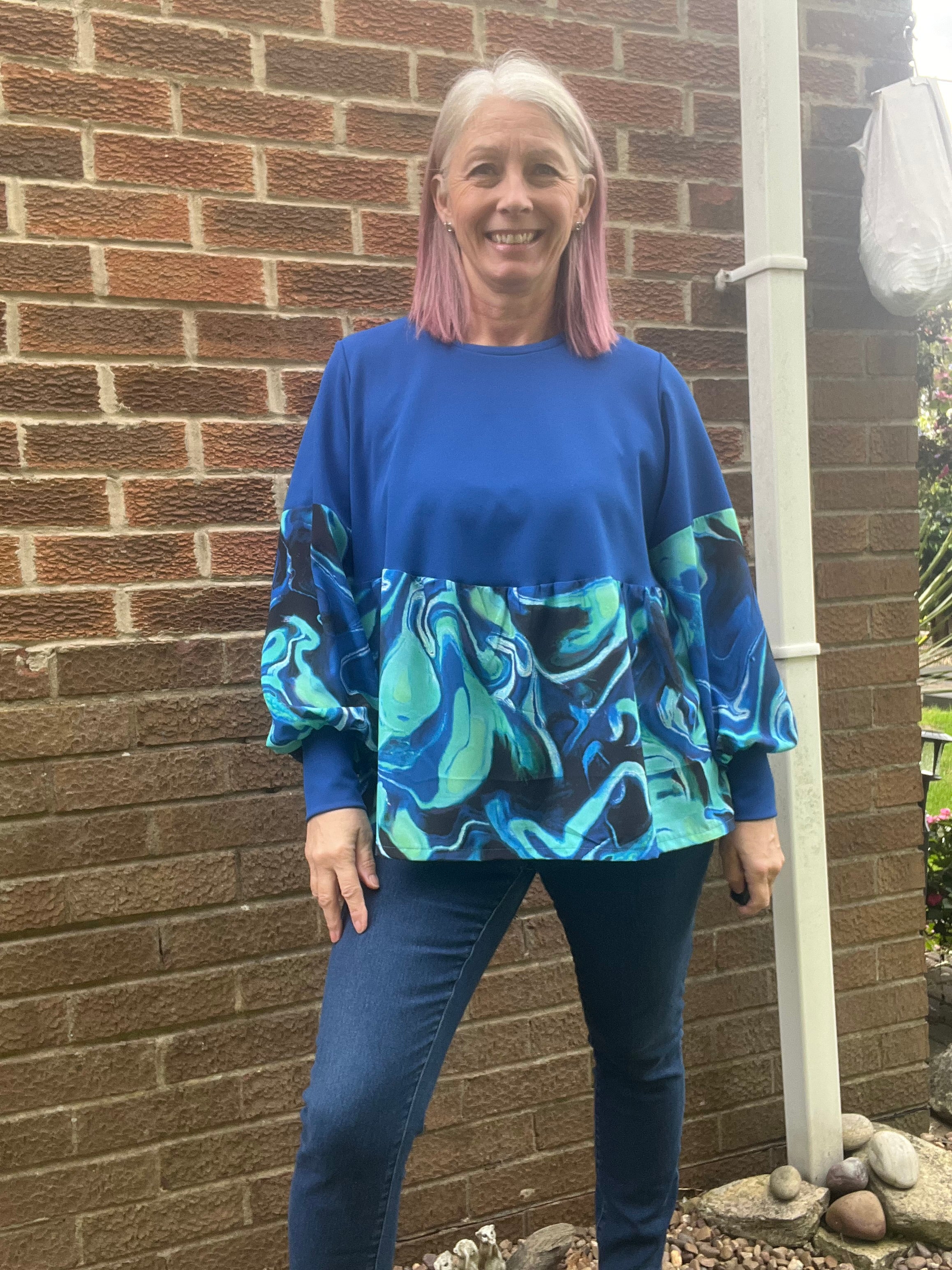 Imogen Mixed Media Peasant Top Pattern