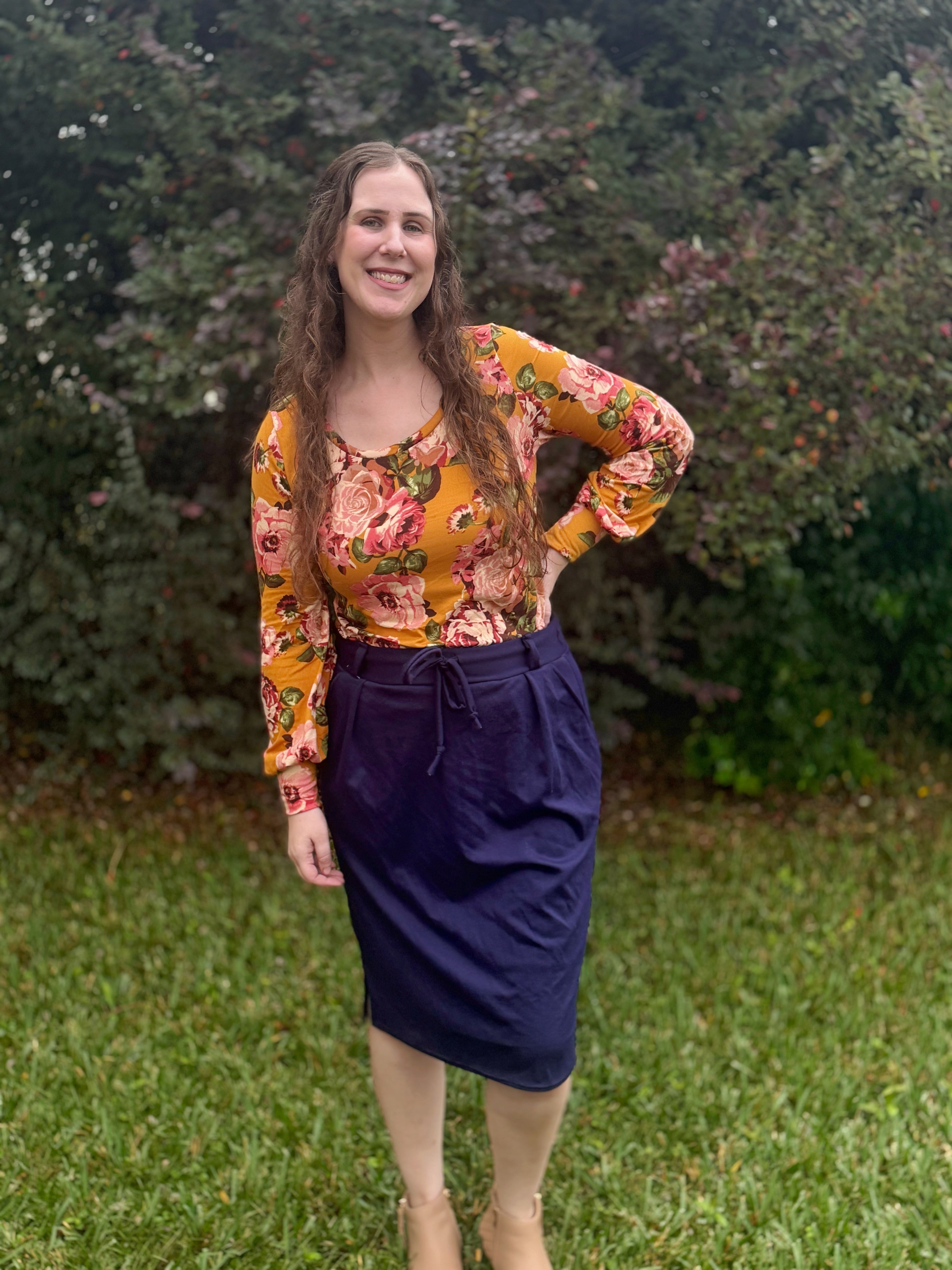 Jasmine Jogger Skirt in Knee Length PDF Sewing Pattern by Ellie and Mac