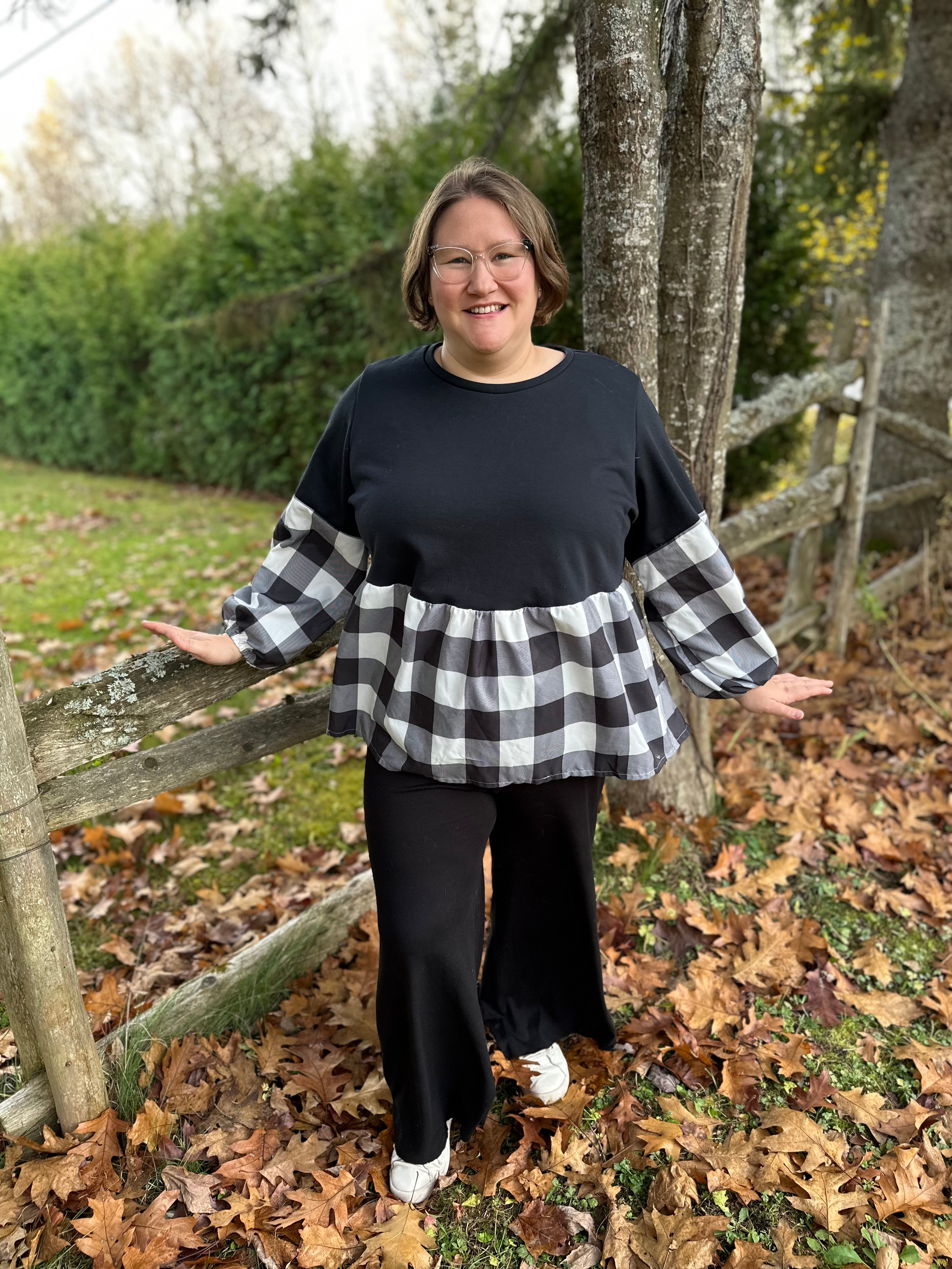 Imogen Mixed Media Peasant Top Pattern