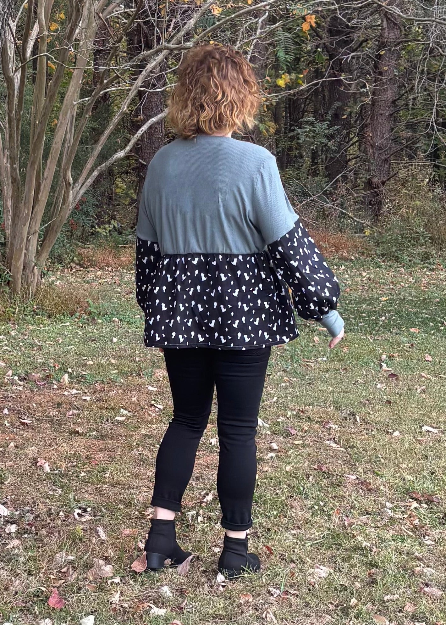 Imogen Mixed Media Peasant Top Pattern