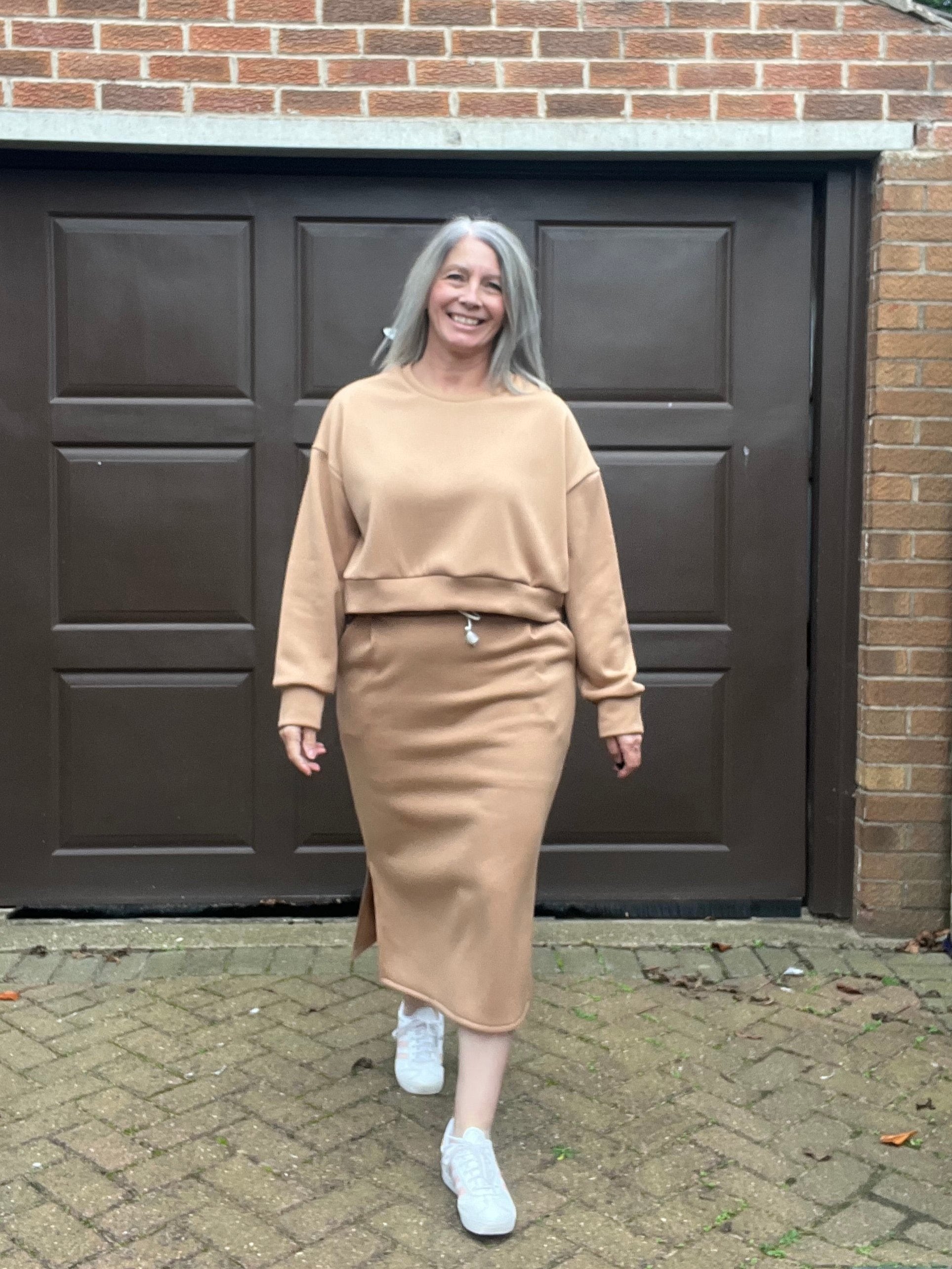 Jasmine Jogger Skirt PDF Sewing Pattern by Ellie and Mac in Midi Length