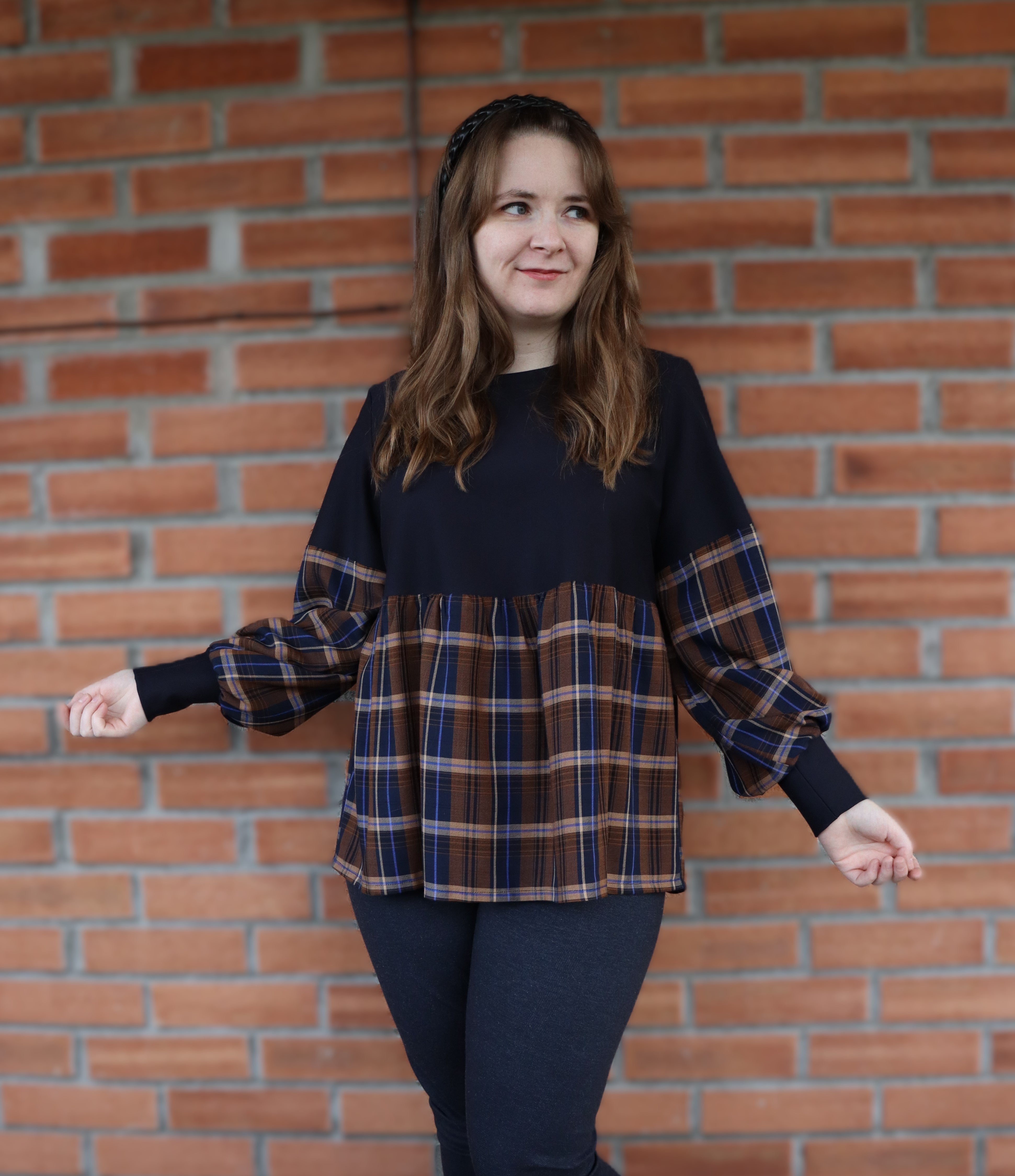 Imogen Mixed Media Peasant Top Pattern