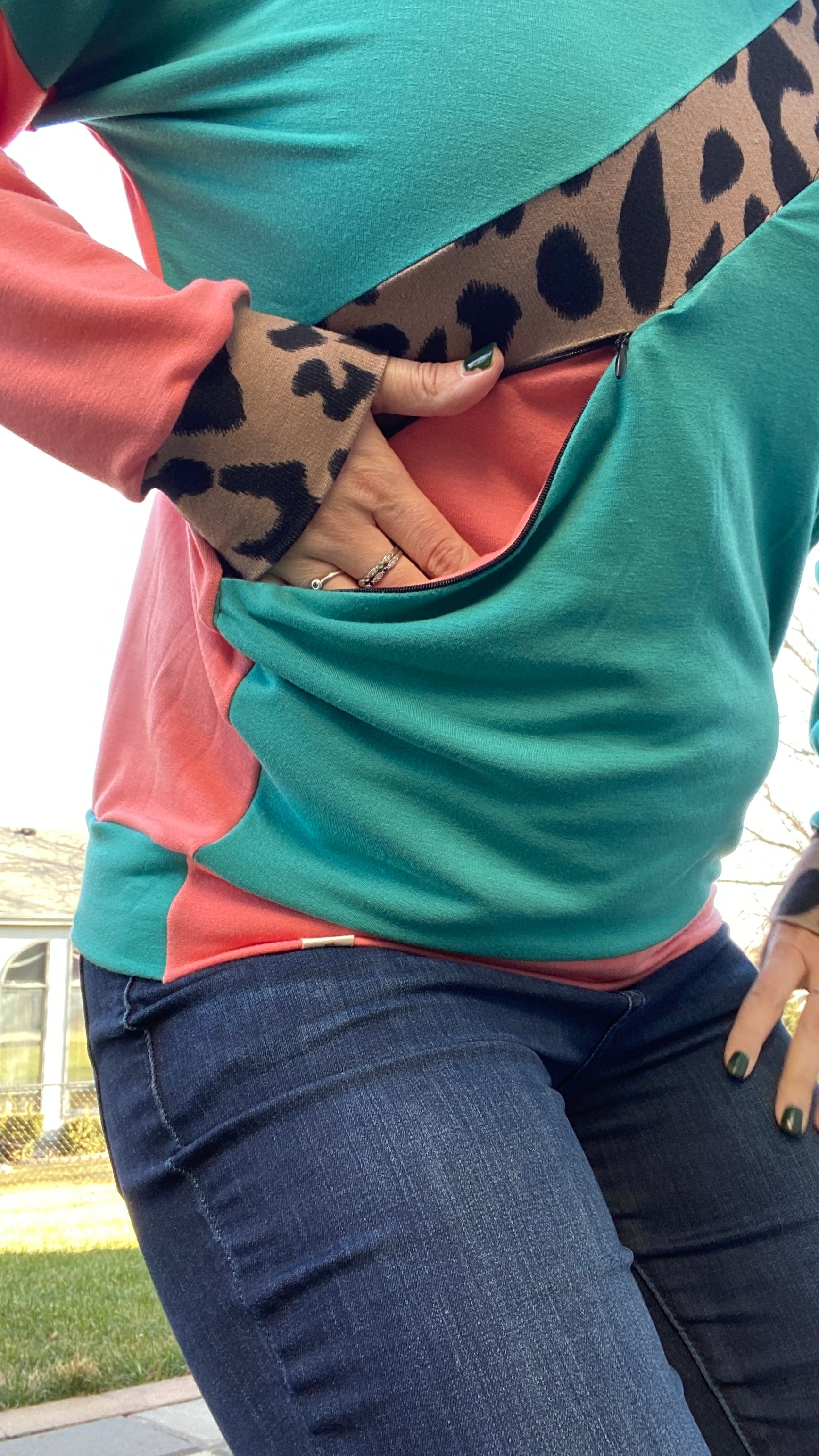 Sage Diagonal Color-Block Sweatshirt Sewing Pattern