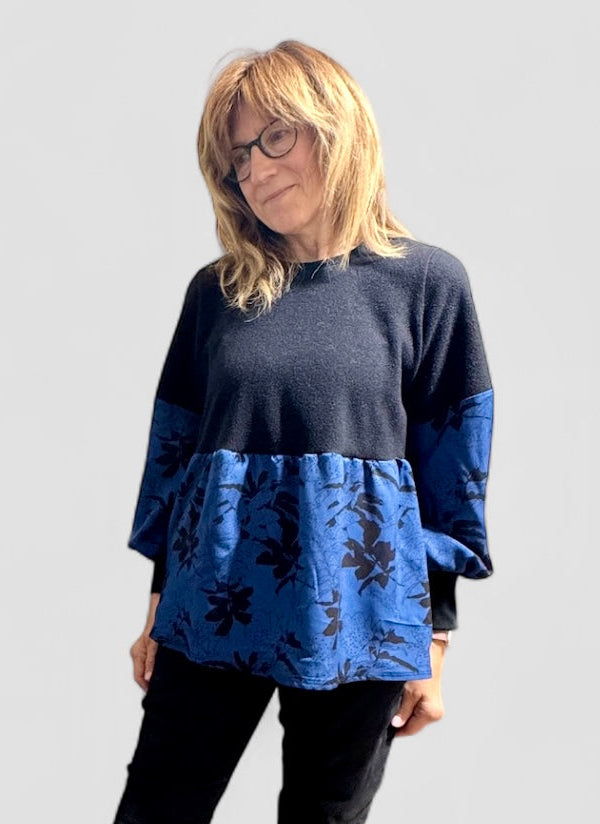 Imogen Mixed Media Peasant Top Pattern