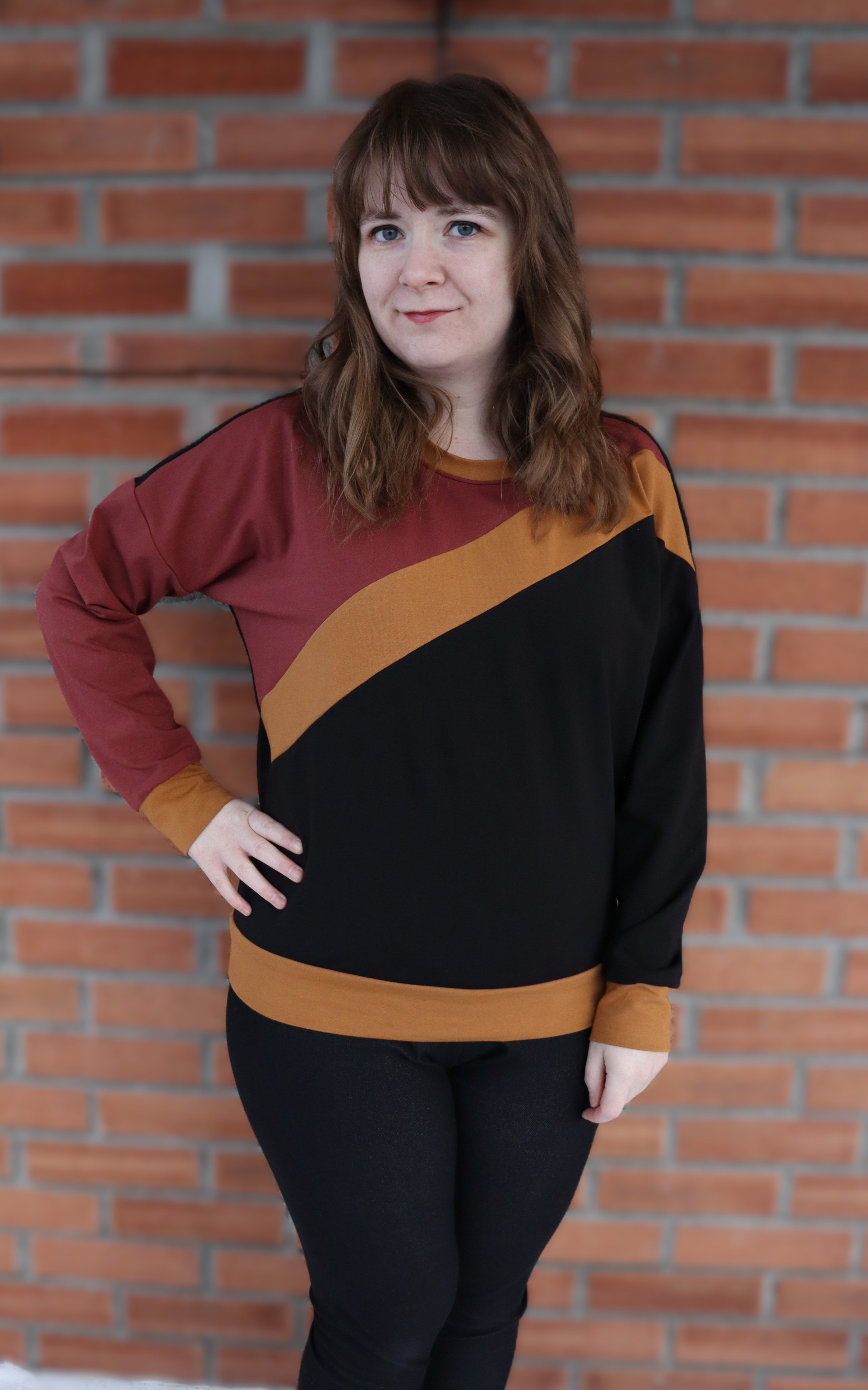 Sage Diagonal Color-Block Sweatshirt Sewing Pattern
