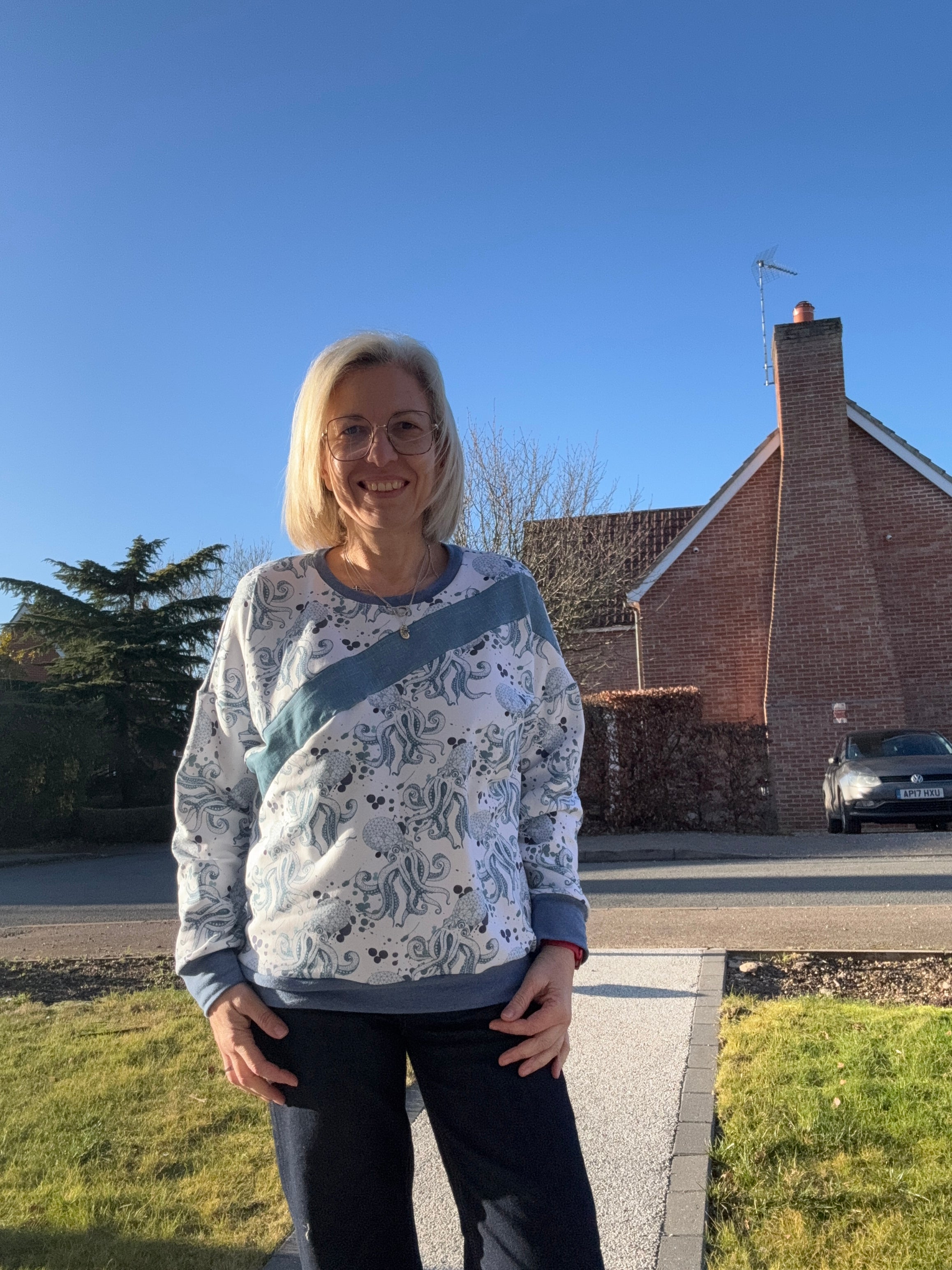 Sage Diagonal Color-Block Sweatshirt Sewing Pattern