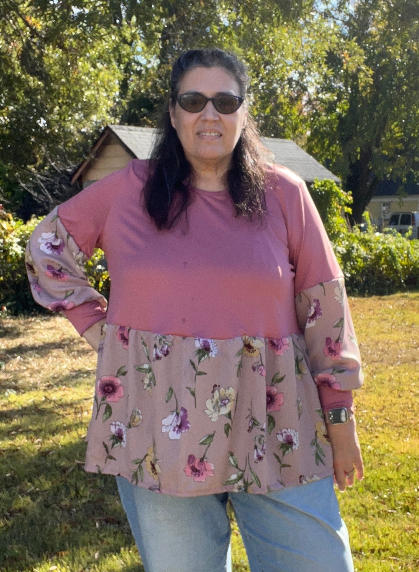 Imogen Mixed Media Peasant Top Pattern