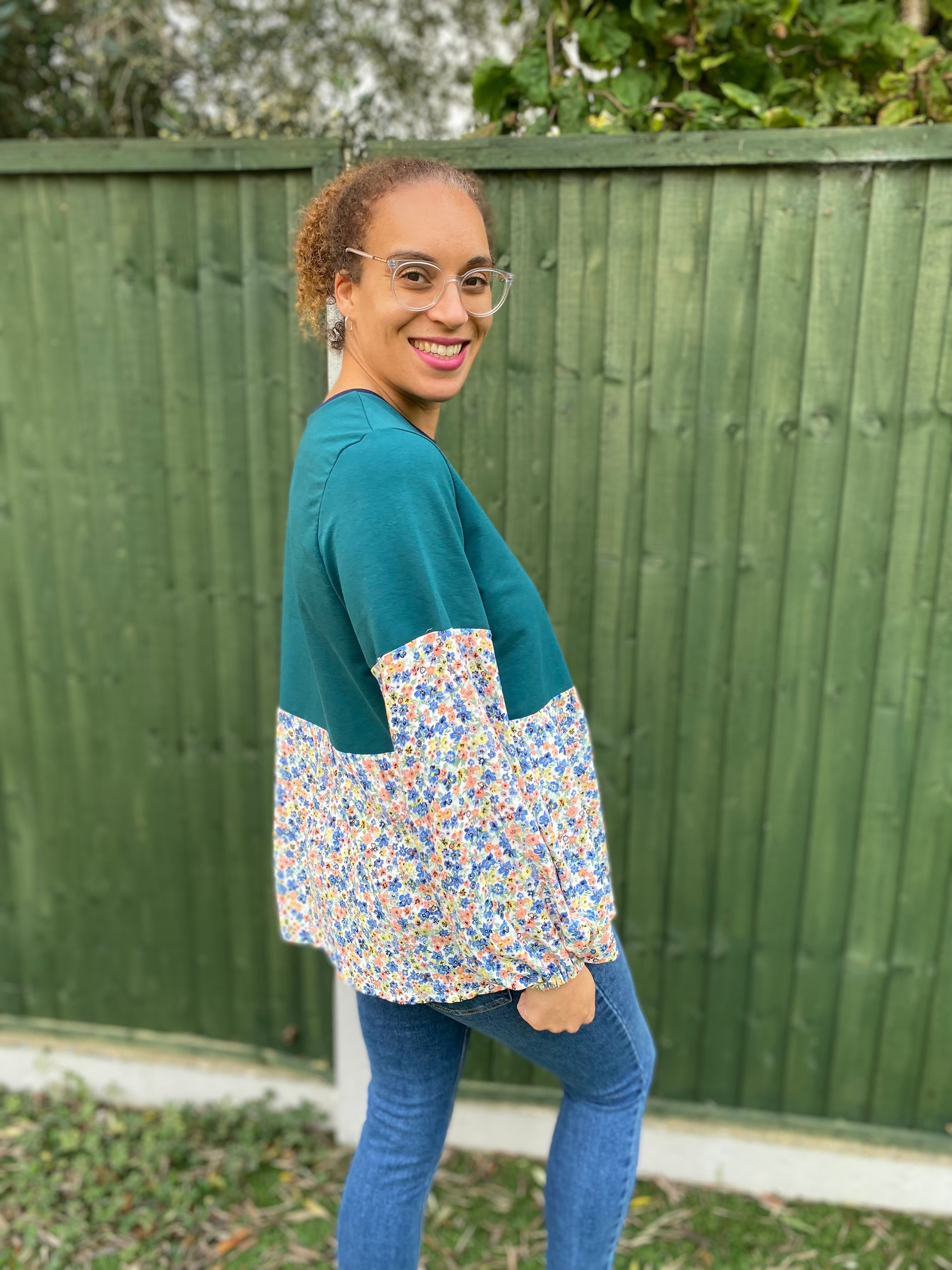 Imogen Mixed Media Peasant Top Pattern