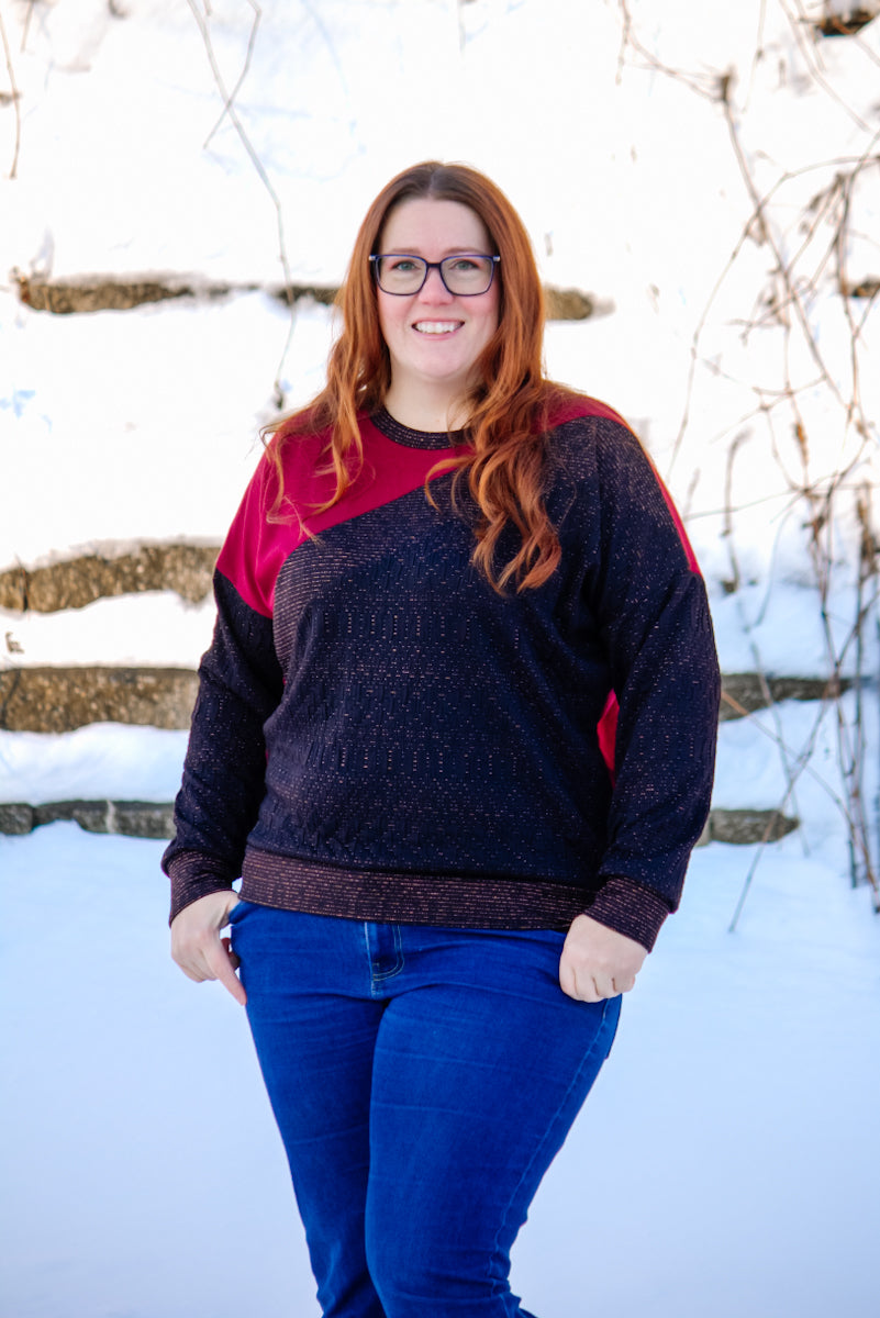 Sage Diagonal Color-Block Sweatshirt Sewing Pattern