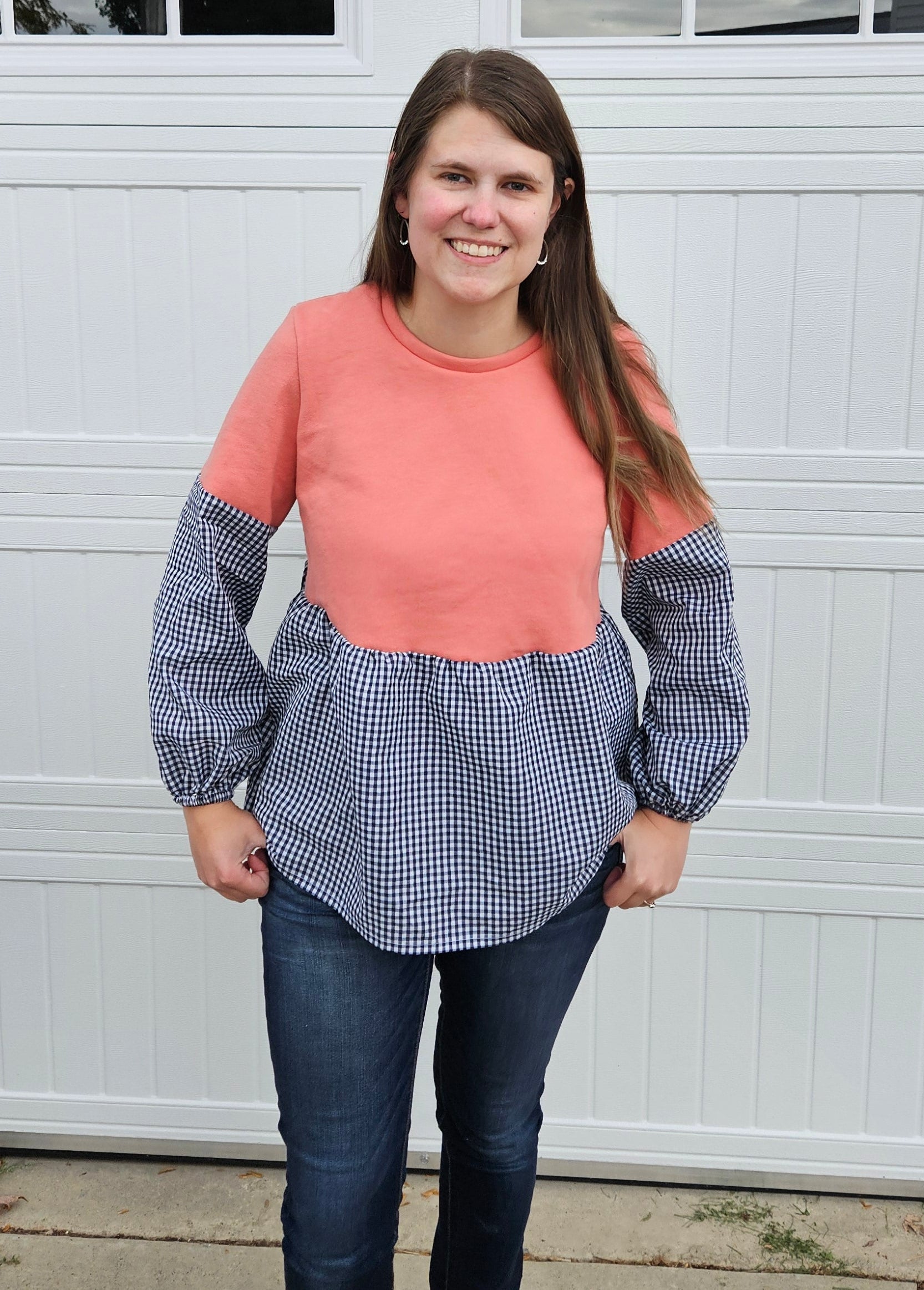 Imogen Mixed Media Peasant Top Pattern