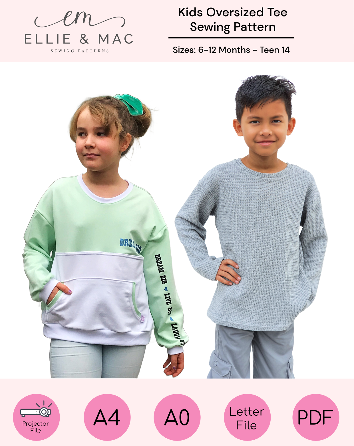 Kids Oversized Tee Pattern