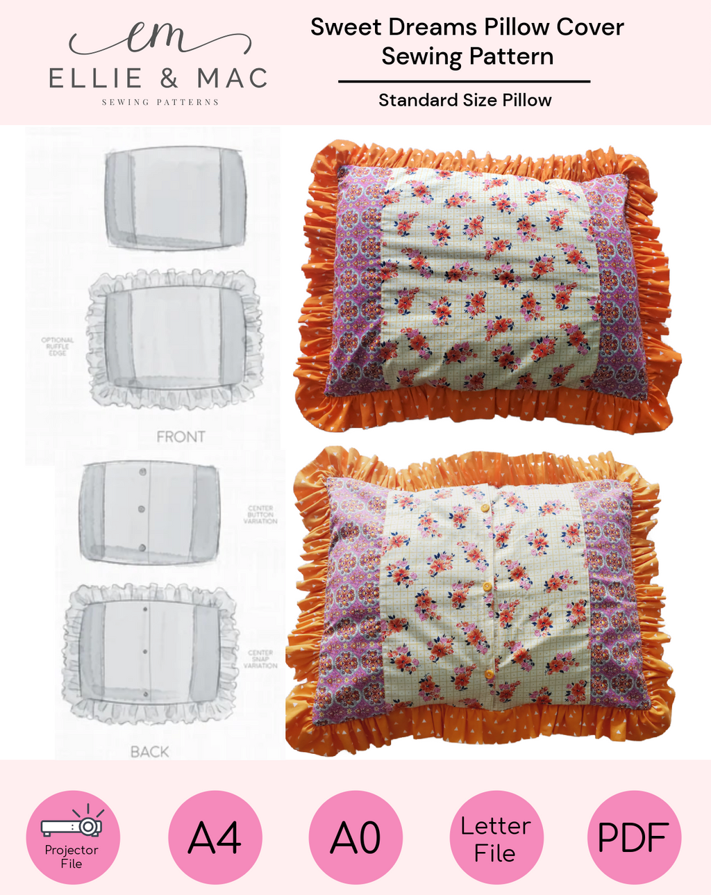 Sewing Pattern Sewing Throw Pillow Cases Sweet Dreams Pillow Cover
