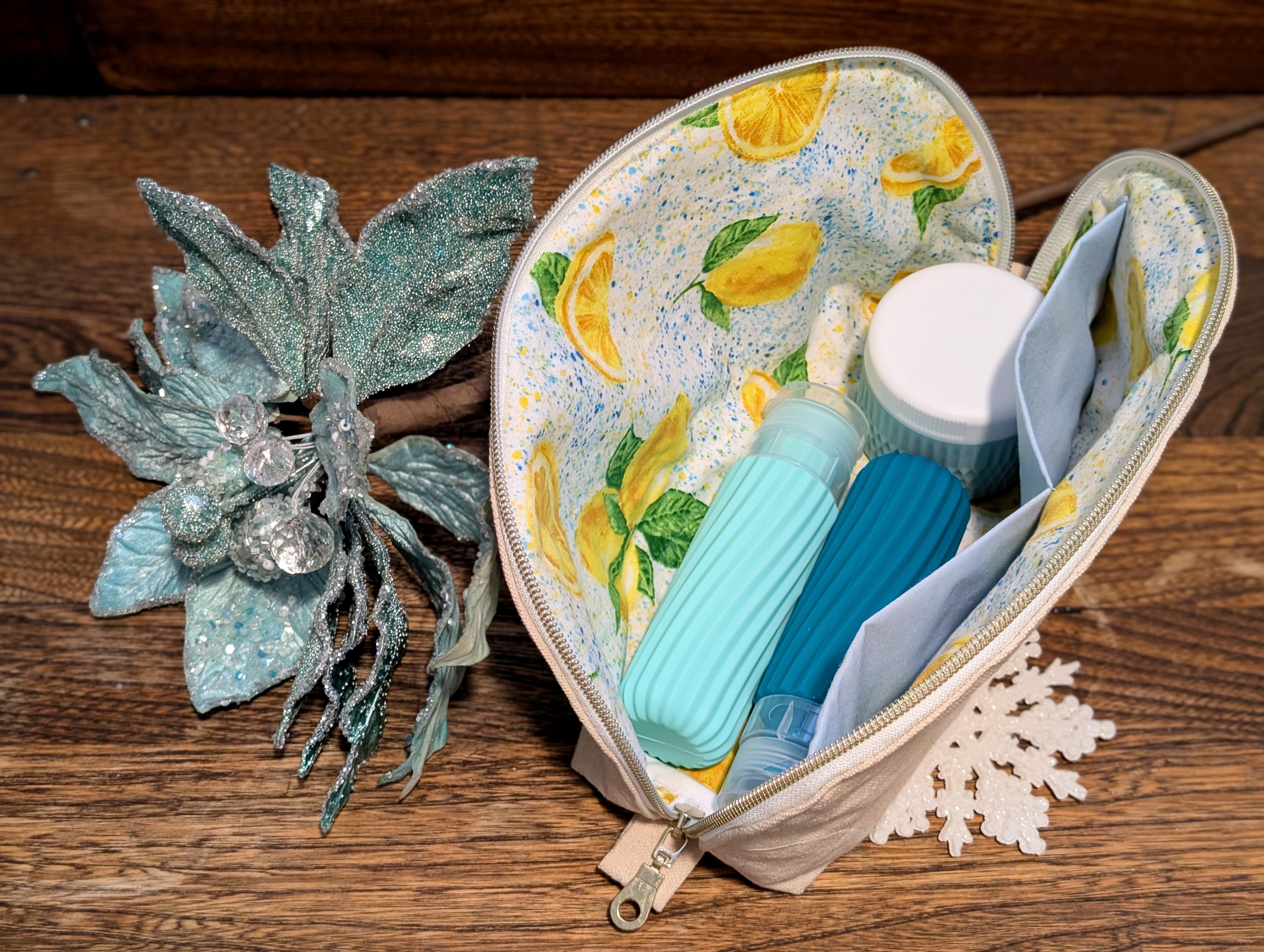 Open view of the small Tessa pouch showing lined interior.