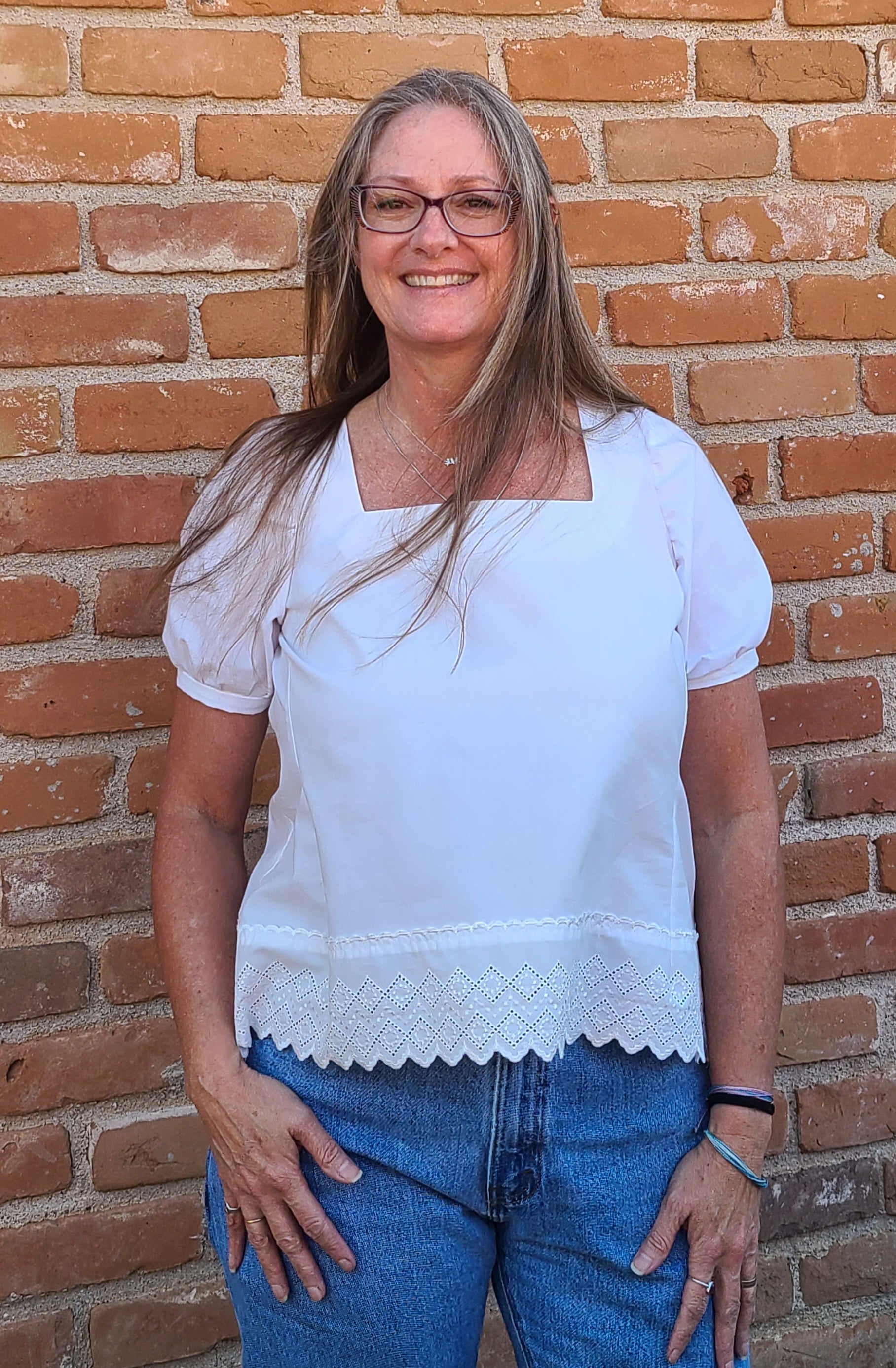 Square neckline blouse pattern with optional sleeve lengths