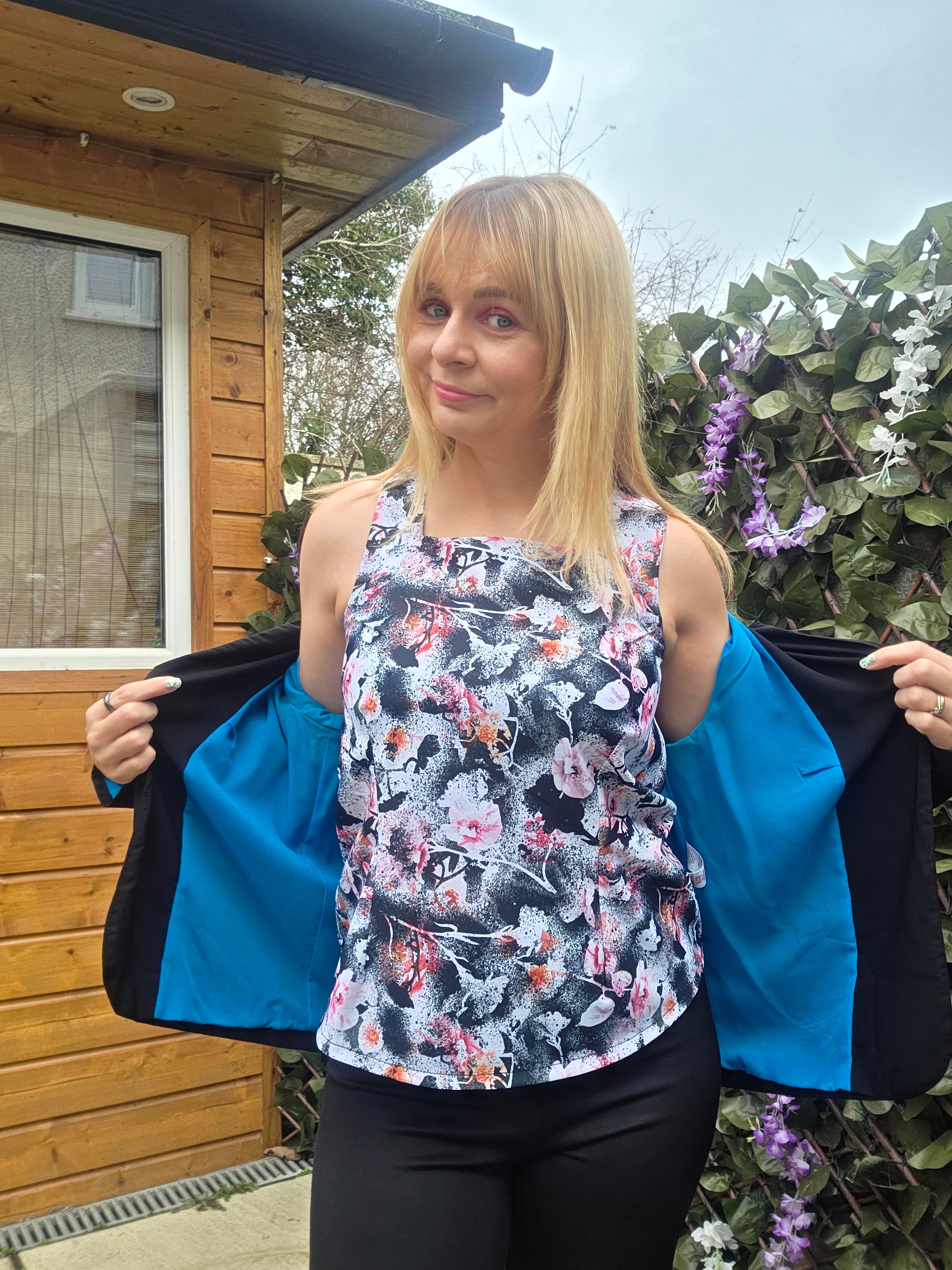 Structured square neck blouse styled for office wear