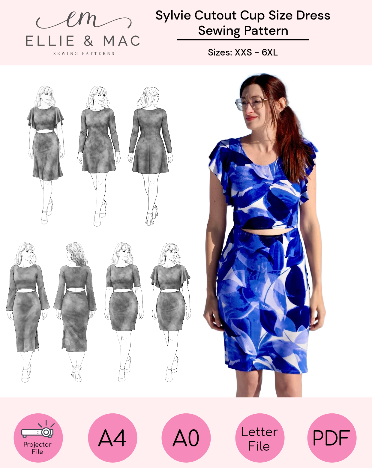 Sylvie Cutout Cup Size Dress Sewing Pattern