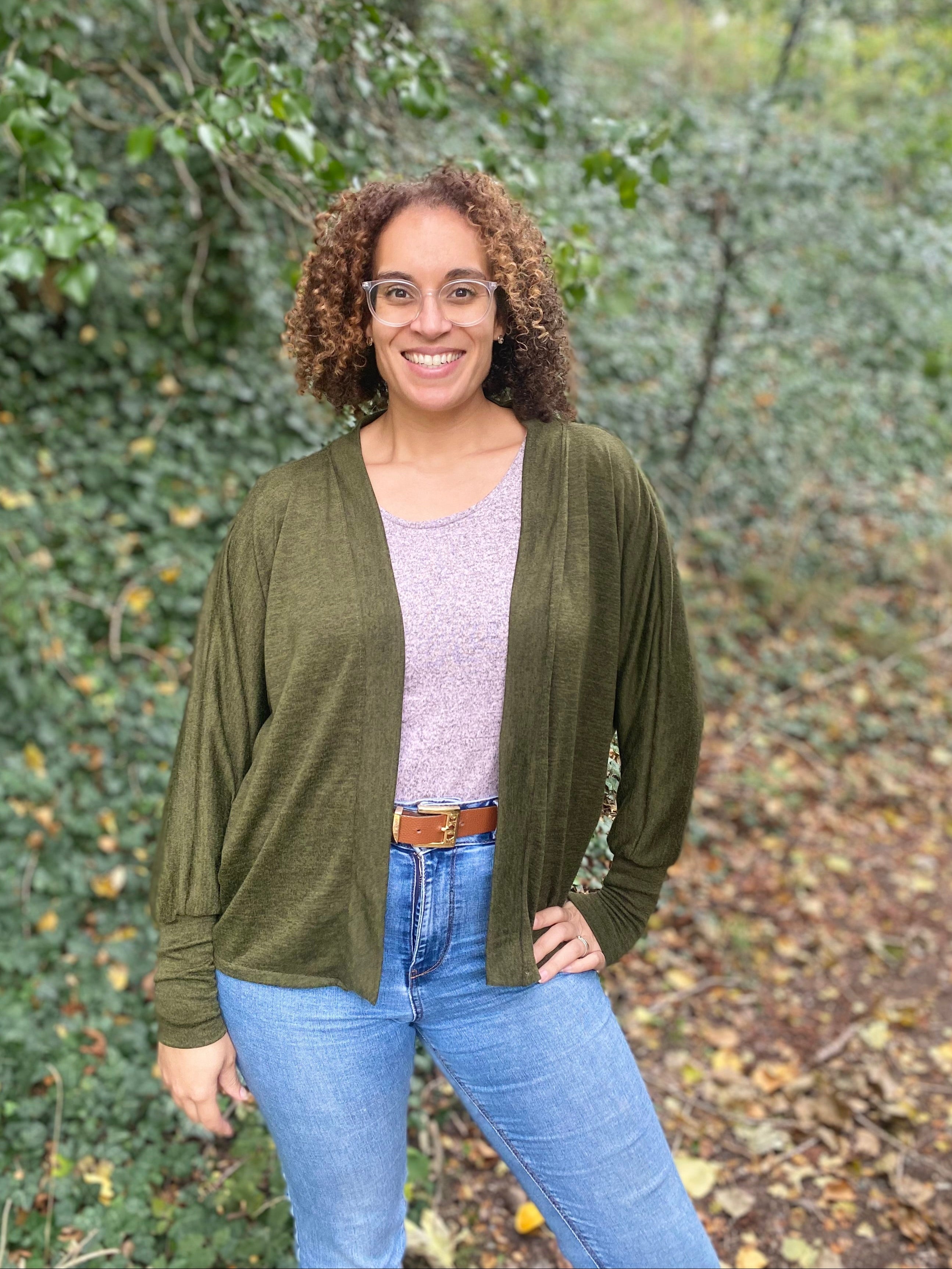 Lightweight knit layering cardigan styled for everyday wear