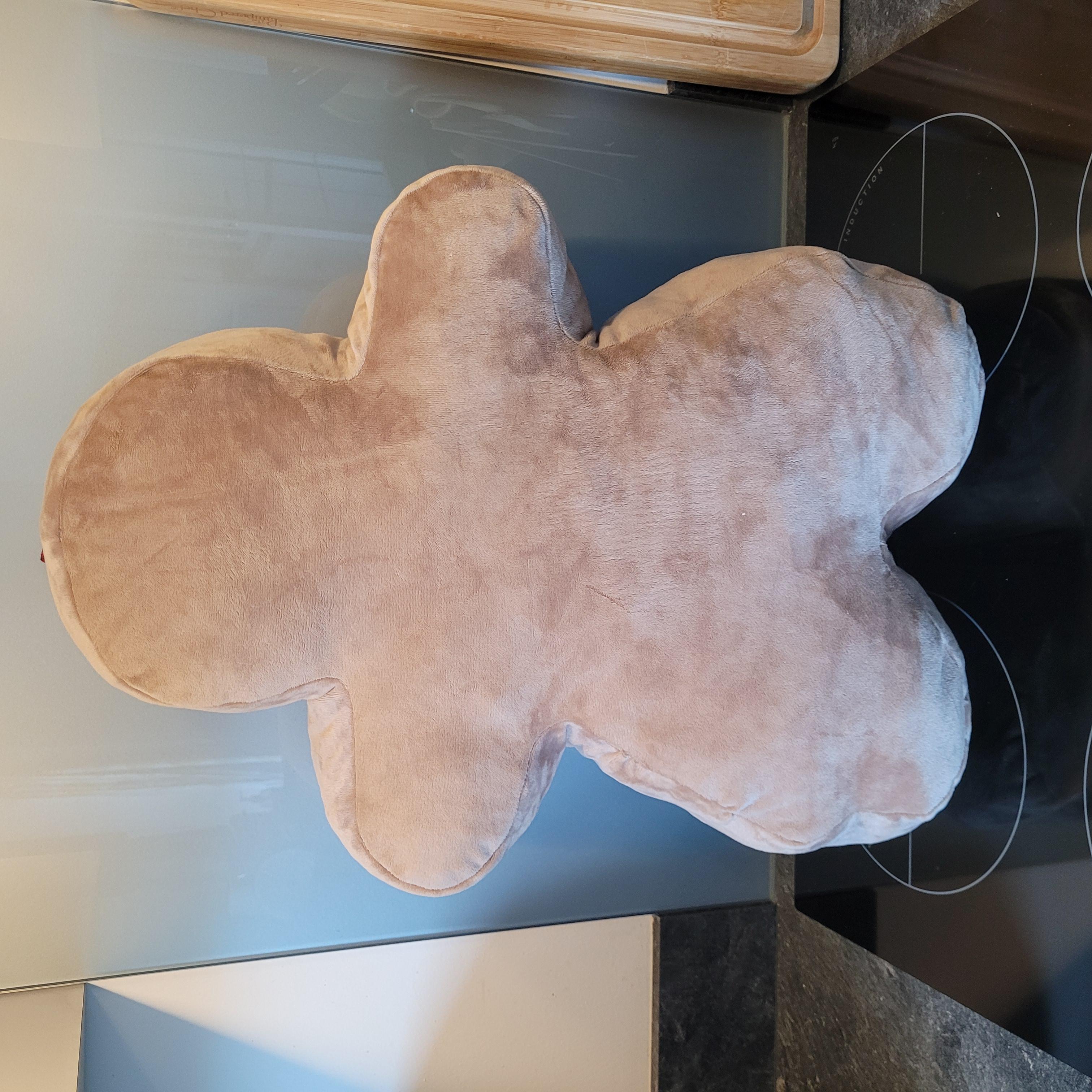 Back view of the Jolly Gingerbread People Pillow showing closure and construction.