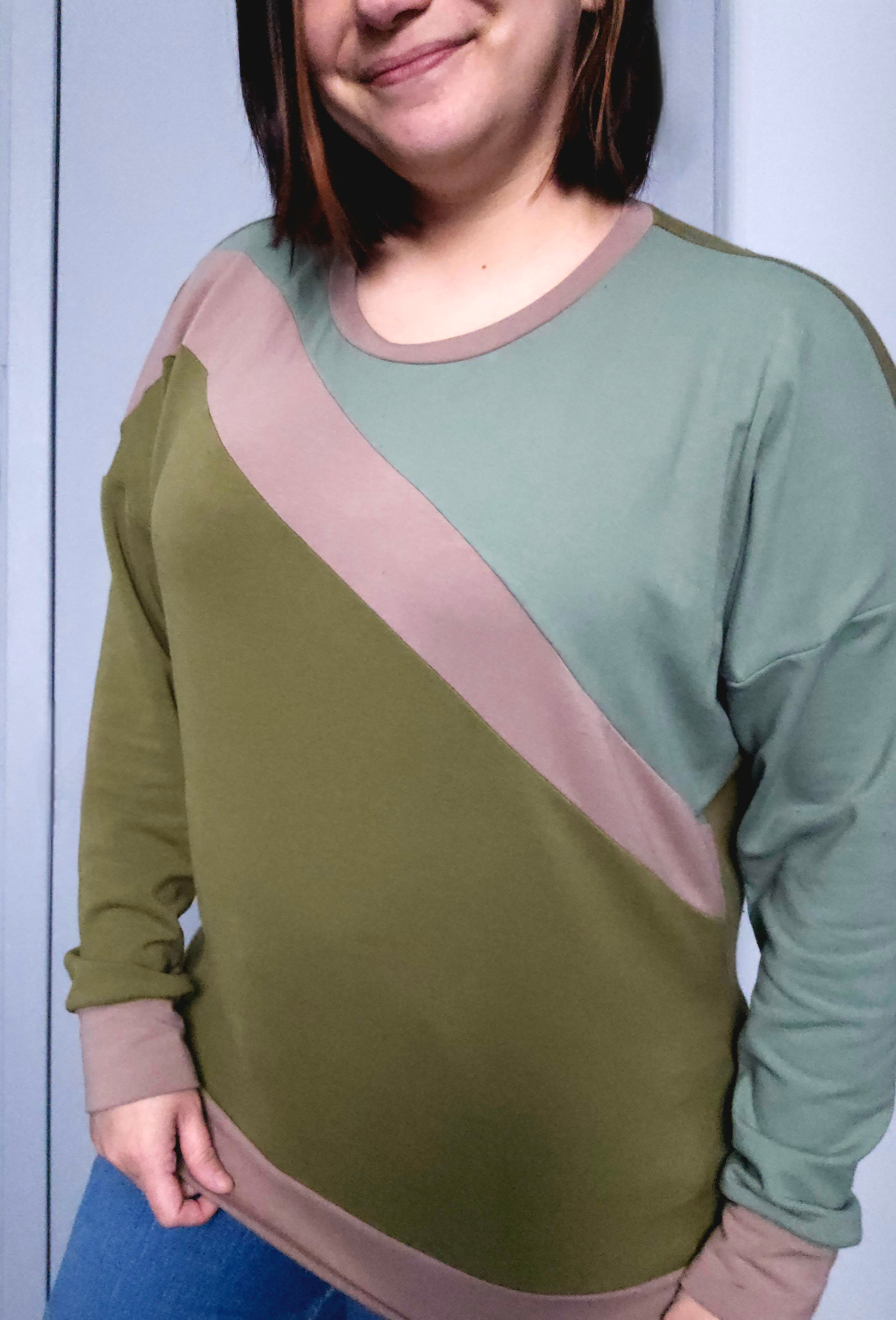 Sage Diagonal Color-Block Sweatshirt Sewing Pattern