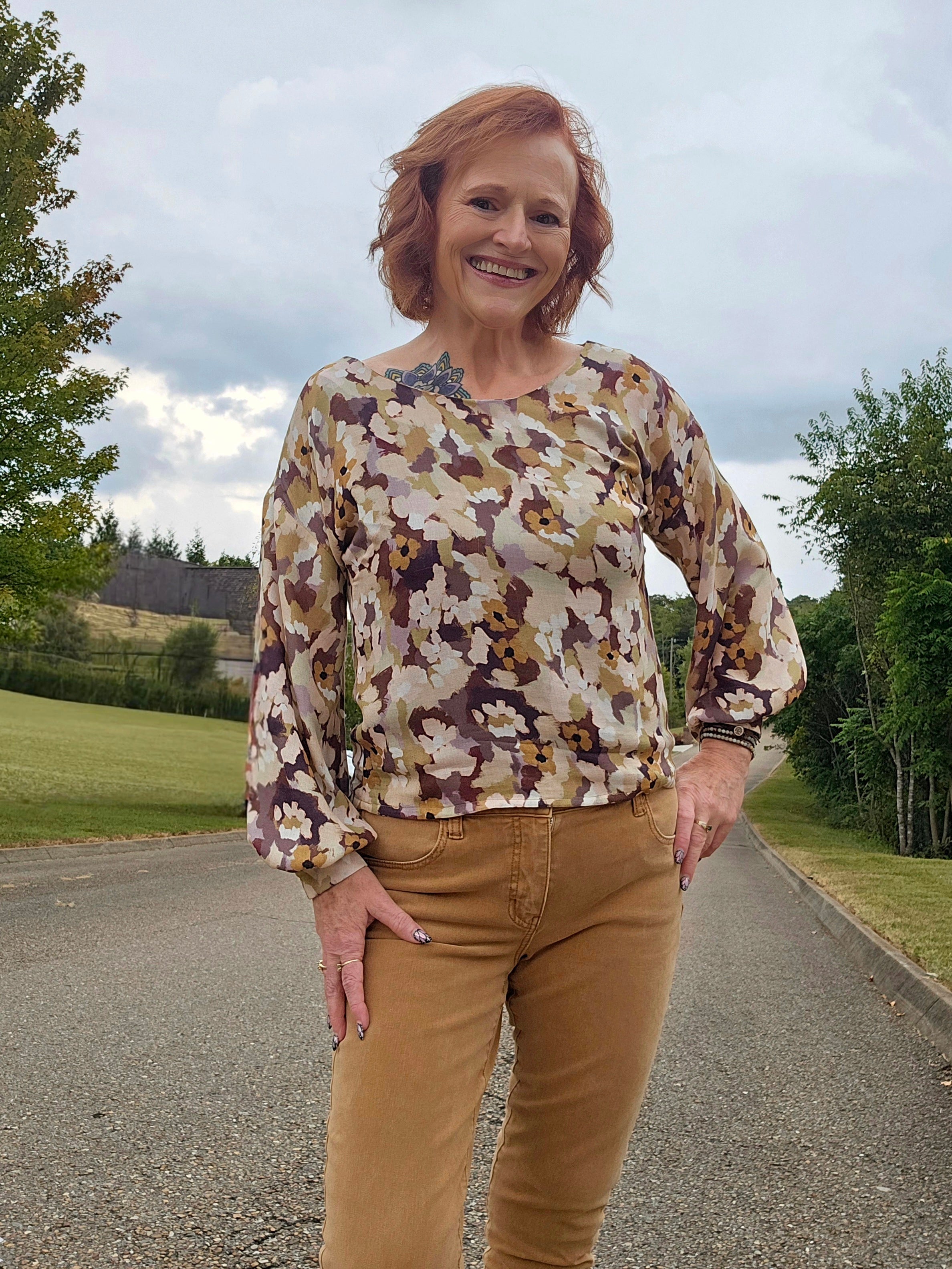 Brandy Balloon Sleeve PDF Sewing Pattern | Beginner-Friendly Woven Dolman Top