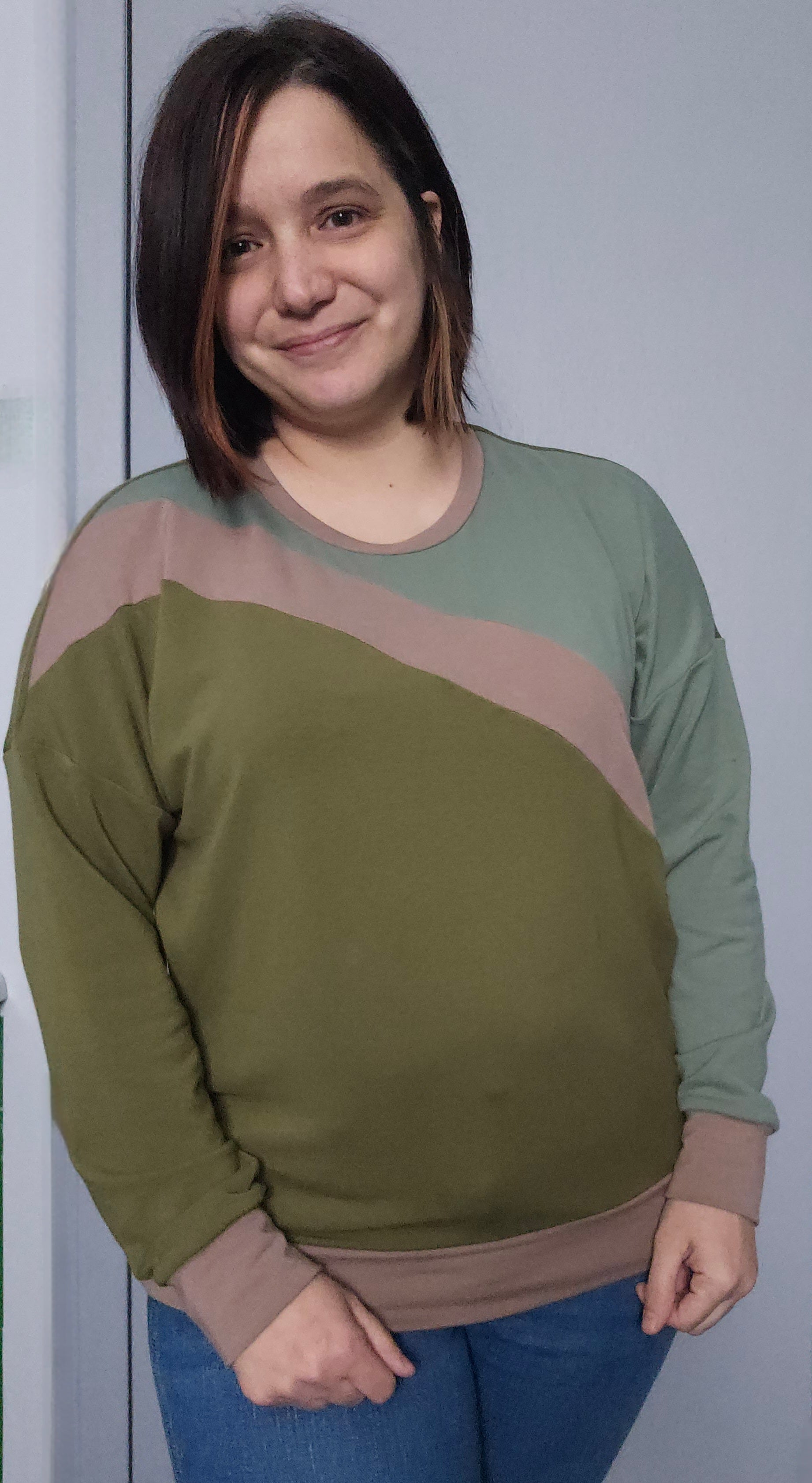 Sage Diagonal Color-Block Sweatshirt Sewing Pattern