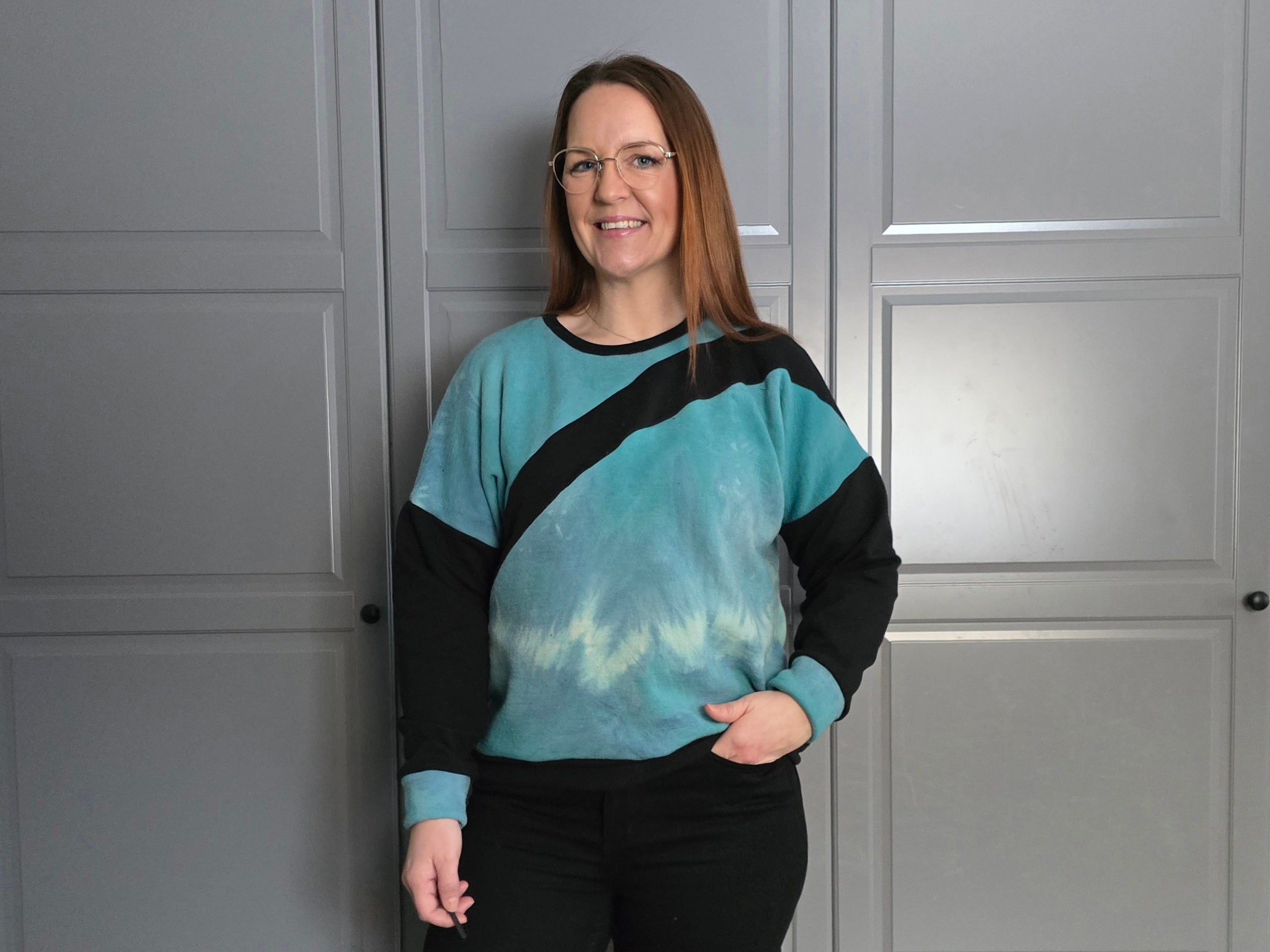 Sage Diagonal Color-Block Sweatshirt Sewing Pattern