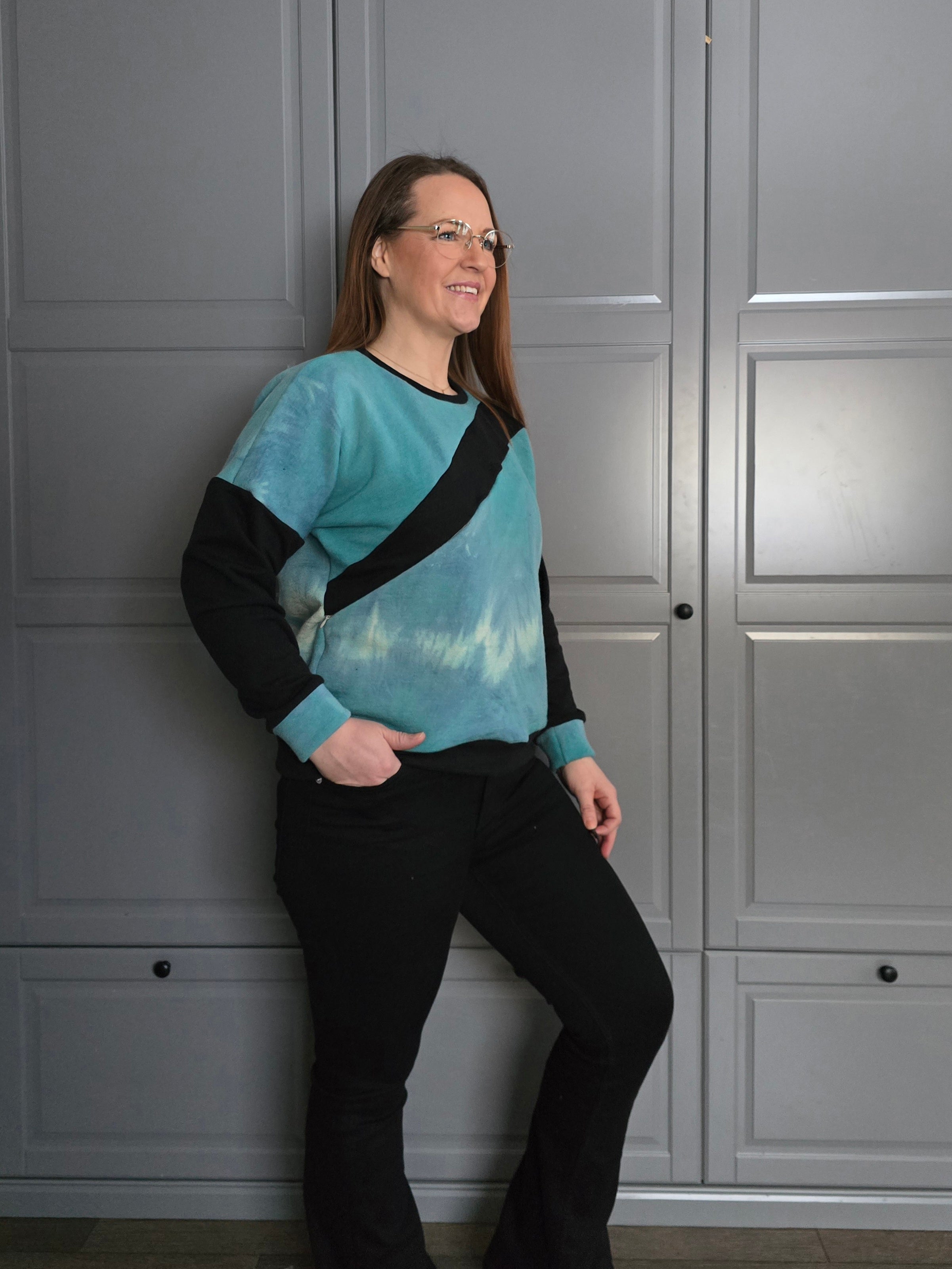 Sage Diagonal Color-Block Sweatshirt Sewing Pattern