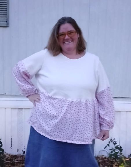 Imogen Mixed Media Peasant Top Pattern