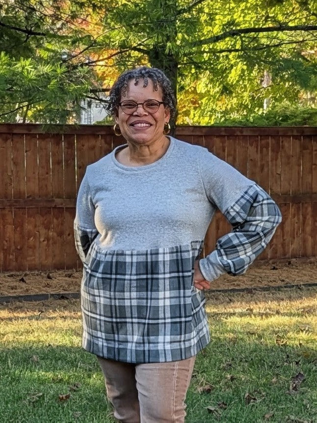 Imogen Mixed Media Peasant Top Pattern