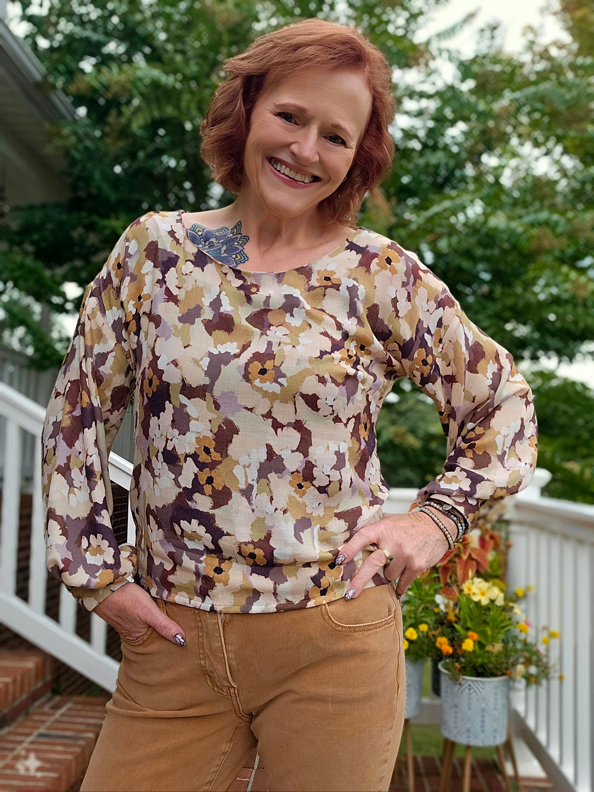 Brandy Balloon Sleeve PDF Sewing Pattern | Beginner-Friendly Woven Dolman Top