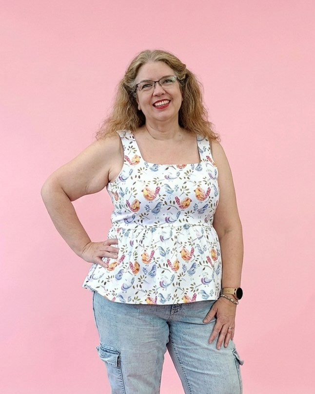 knit sewing pattern with regular waist bodice square neck tie back