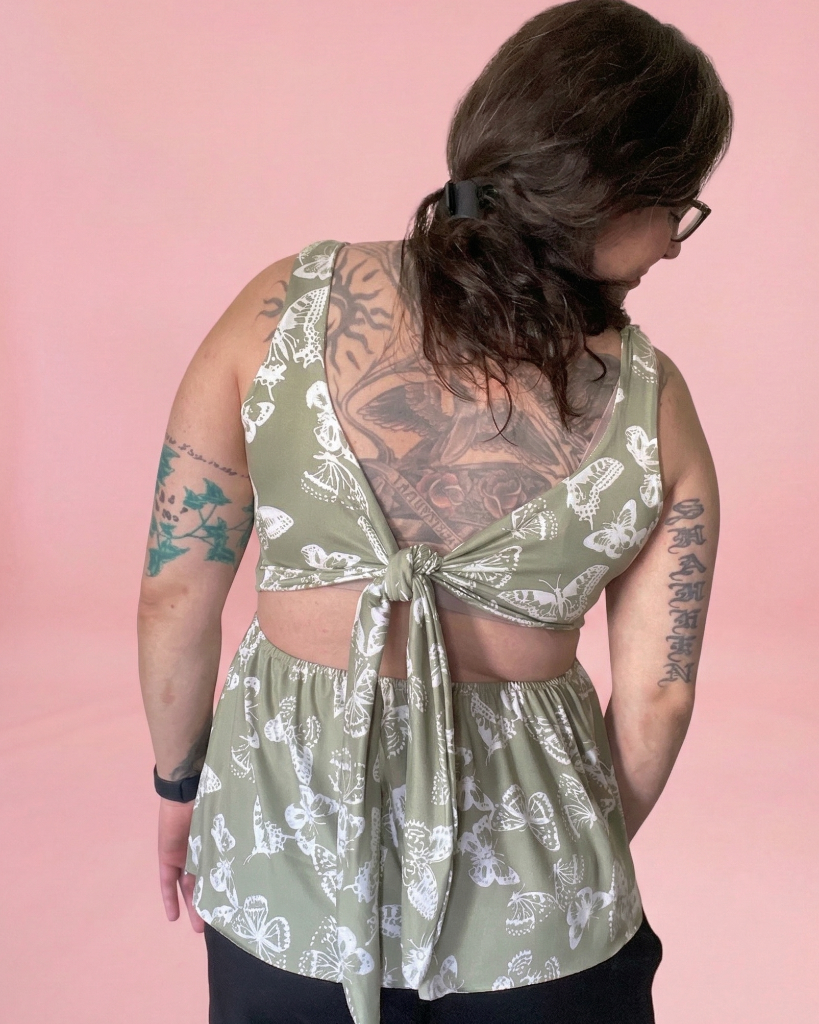 knit top sewing pattern with puff sleeve and tank options square neck tie back