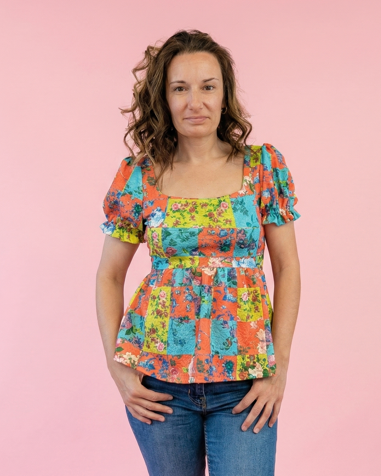 knit peplum with puff sleeves sewing pattern tank version square neck tie back design