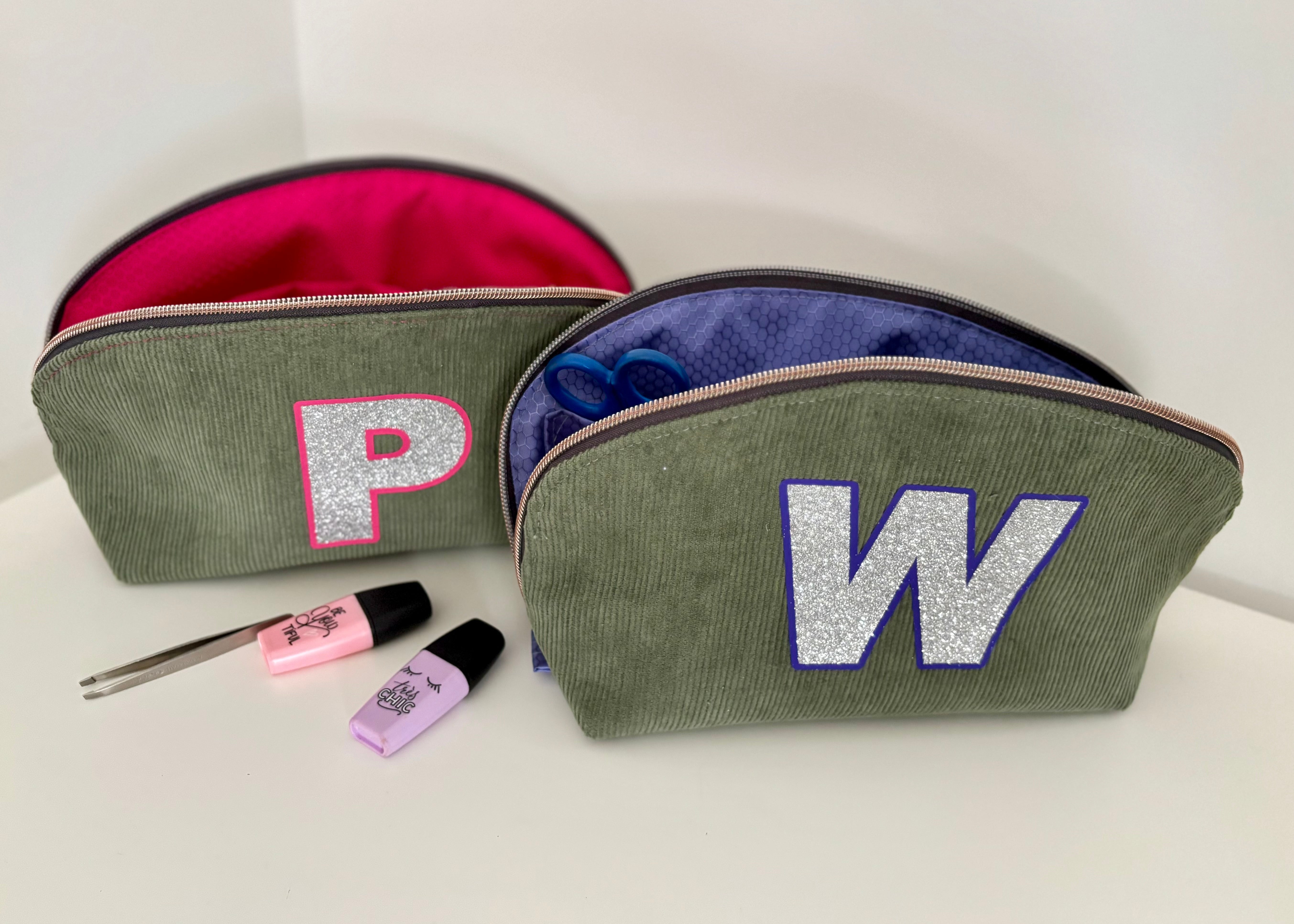 Zipper pouch styled on a bedside table showing everyday usability.