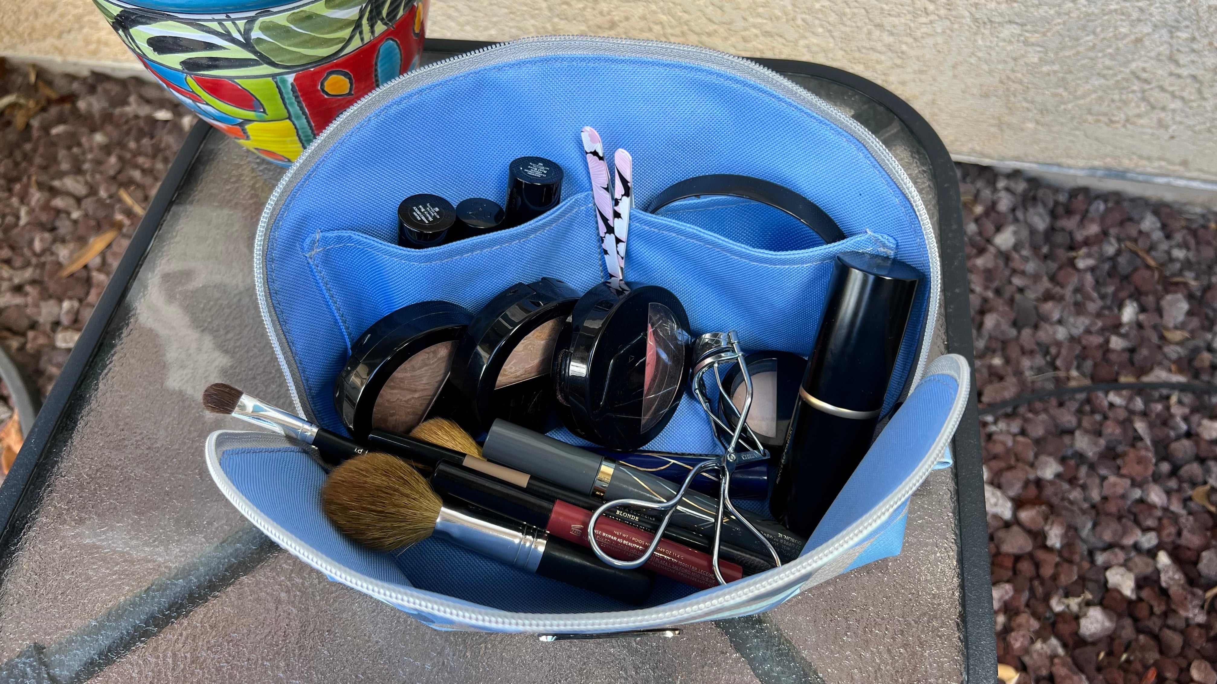 Open view of the large Tessa pouch demonstrating roomy interior.