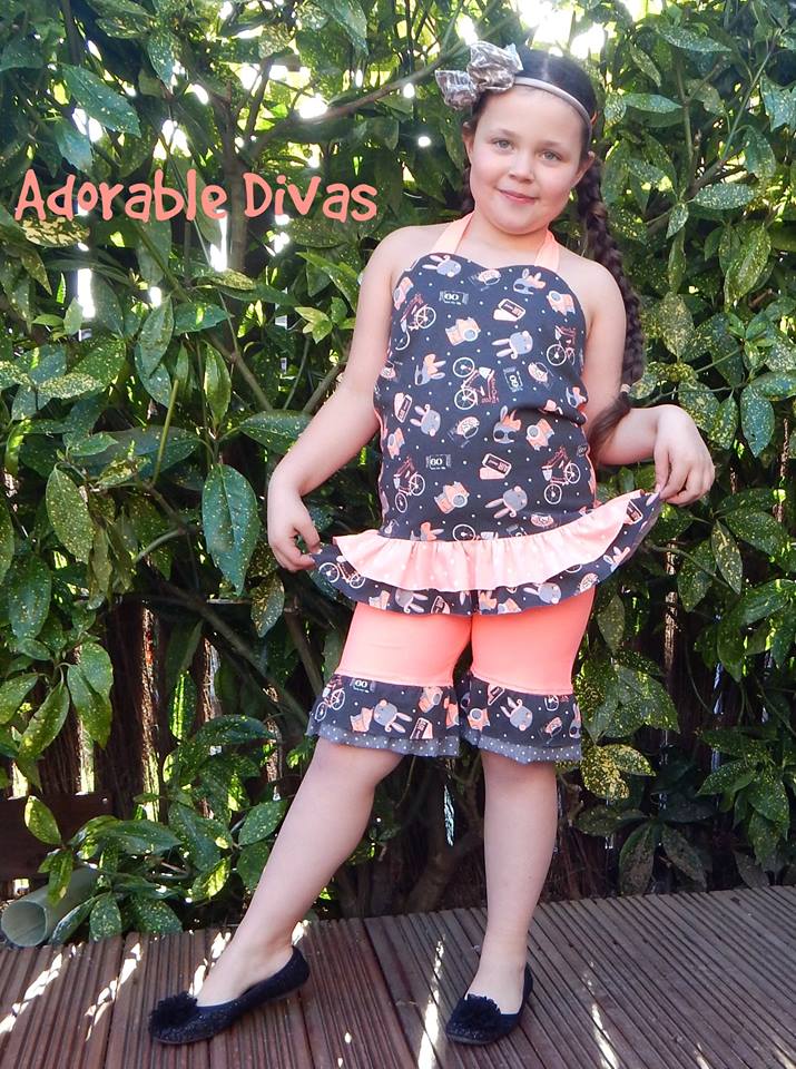 Alexis Halter Top and Ruffled Short Set Pattern - Ellie and Mac, Digital (PDF) Sewing Patterns | USA, Canada, UK, Australia