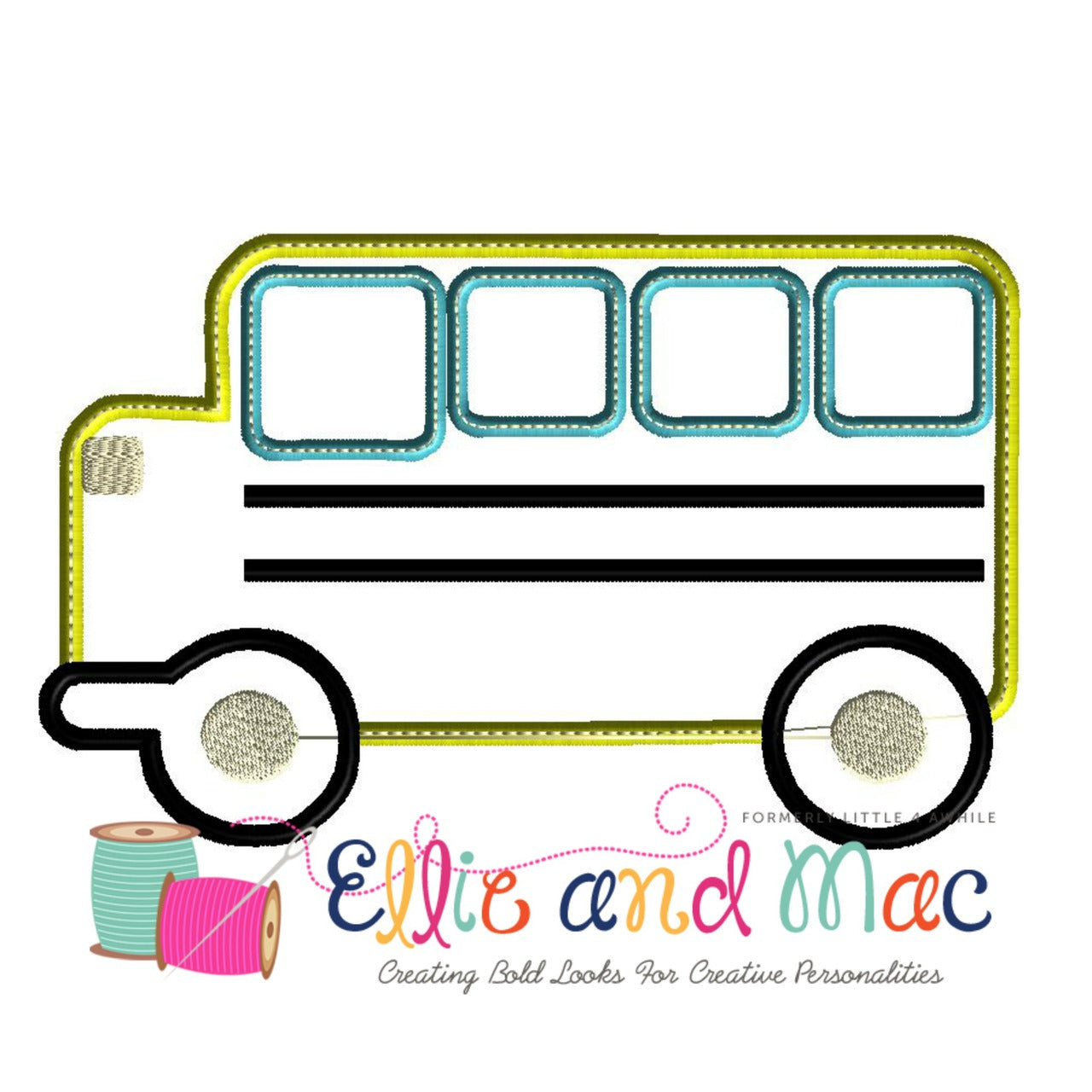 School Bus Applique Design - Ellie and Mac, Digital (PDF) Sewing Patterns | USA, Canada, UK, Australia