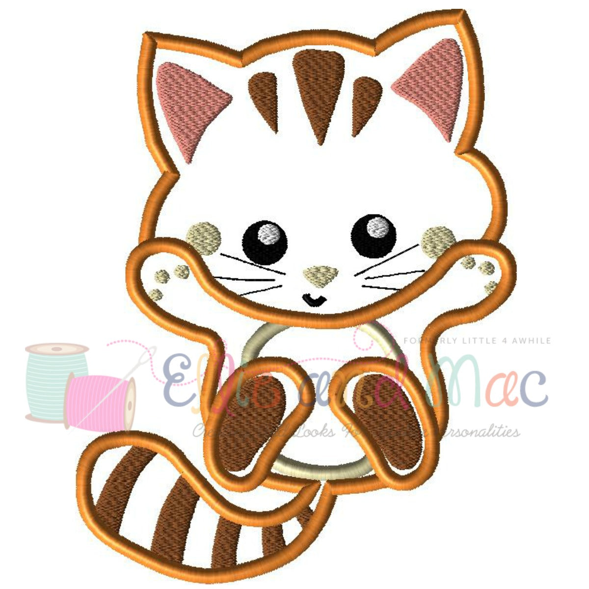 Pampered Kitten Playing Applique Design - Ellie and Mac, Digital (PDF) Sewing Patterns | USA, Canada, UK, Australia