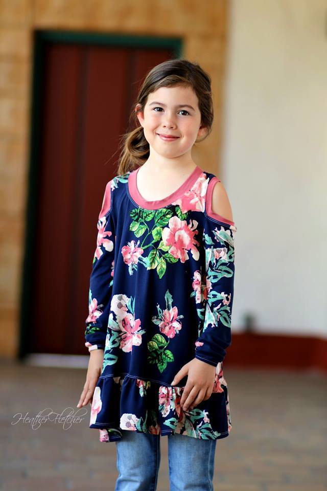 Girl's Cold Shoulder Tunic Pattern - Ellie and Mac, Digital (PDF) Sewing Patterns | USA, Canada, UK, Australia