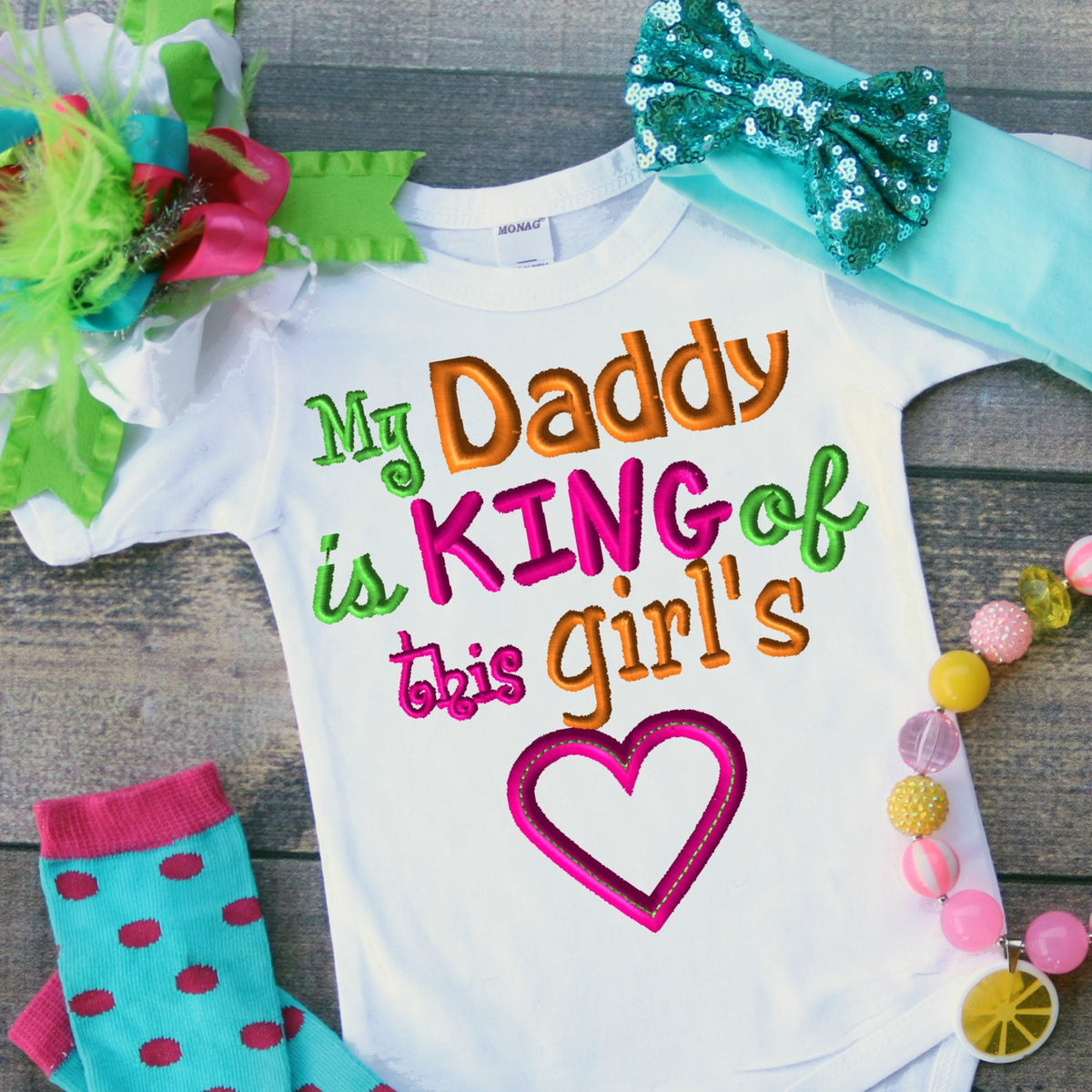 Daddy Is King Of This Girl's Heart Embroidery Design - Ellie and Mac, Digital (PDF) Sewing Patterns | USA, Canada, UK, Australia